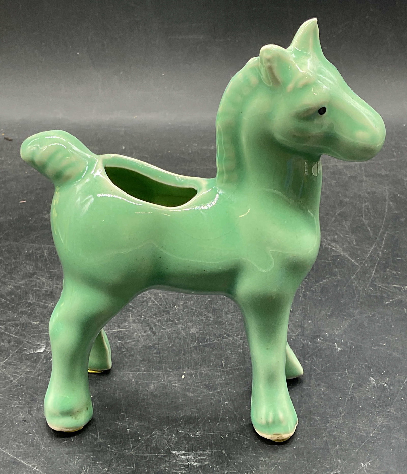 Vintage Green Ceramic Horse Planter (1 of 6)