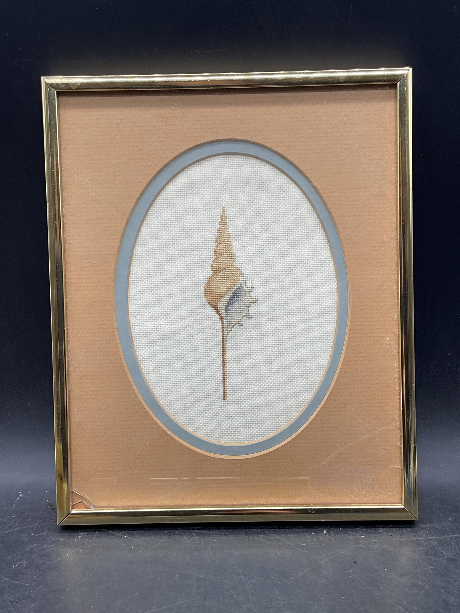 Framed Needlepoint Seashell Panel - 2