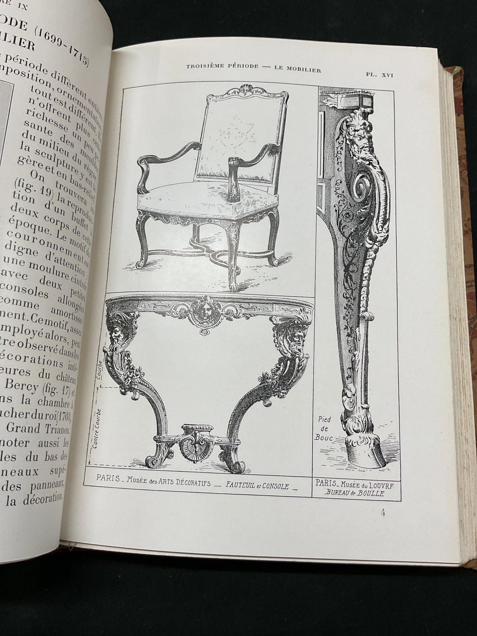 1924 Le Style Louis XIII Illustrated Book+: La Grammaire Des Styles, Le Style Louis XIII. Published by Librairie DArt R. Ducher, 1924. Hard cover leather and gilt embossed with marble design. Text reads in French. Features illustrations. Measur