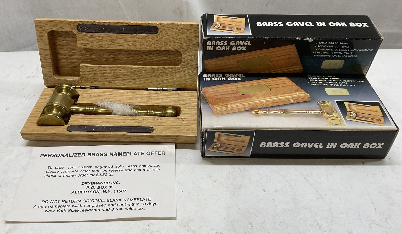 St 2 NIP 86 Drybranch Inc Brass Gavels Oak Boxes (1 of 9)