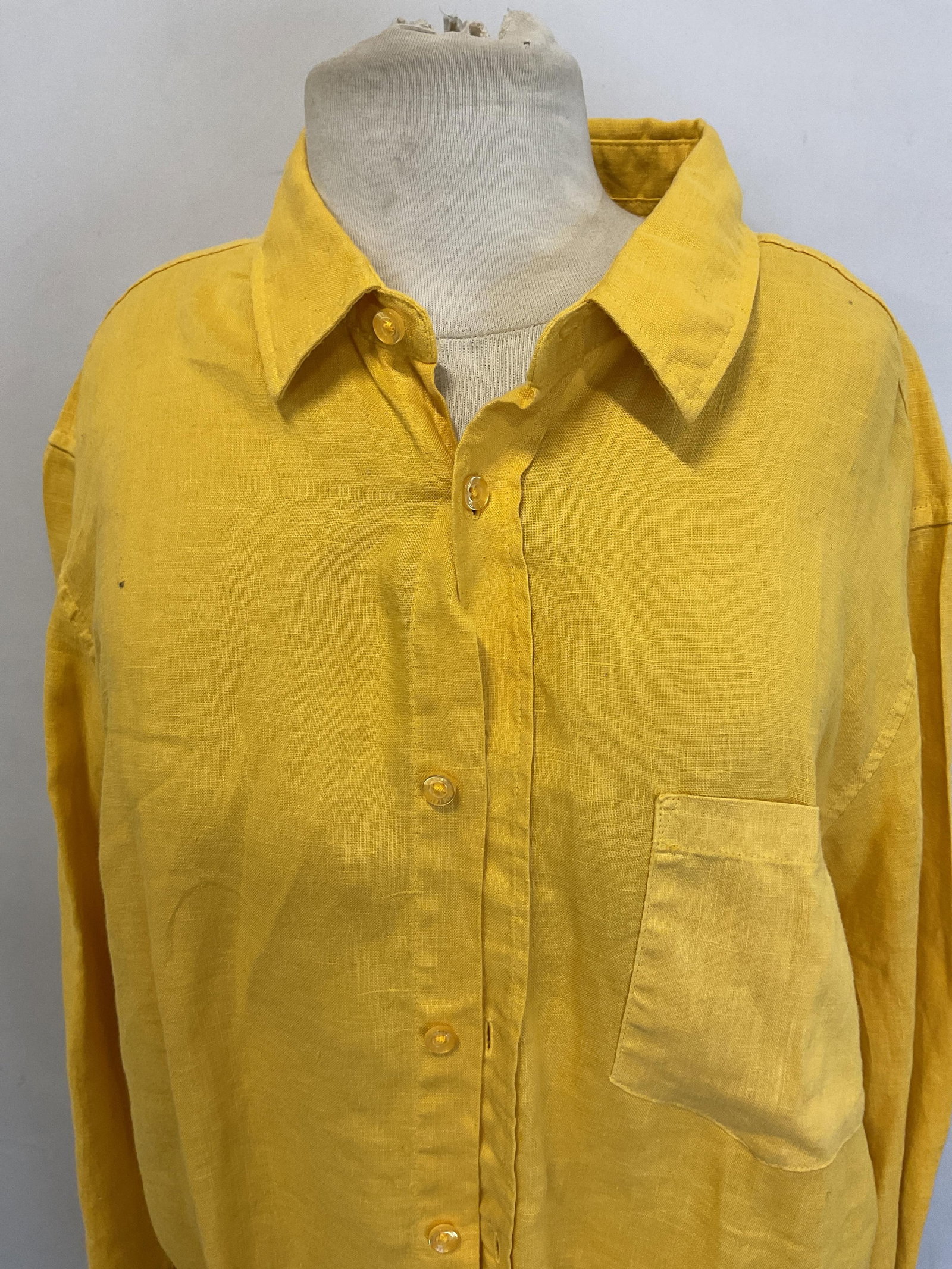 Blue Lemon Yellow Linen Button Down - 4