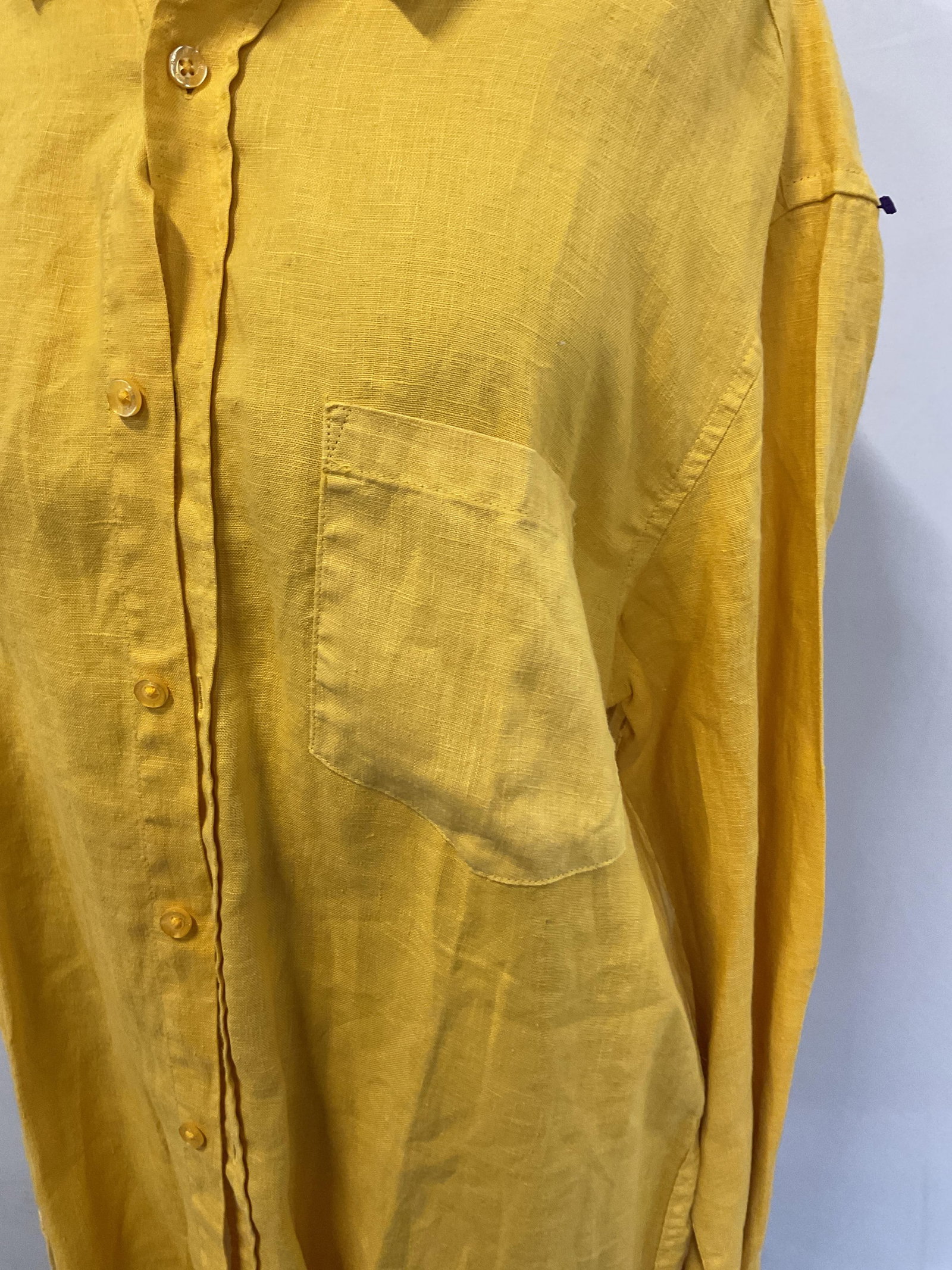 Blue Lemon Yellow Linen Button Down - 5