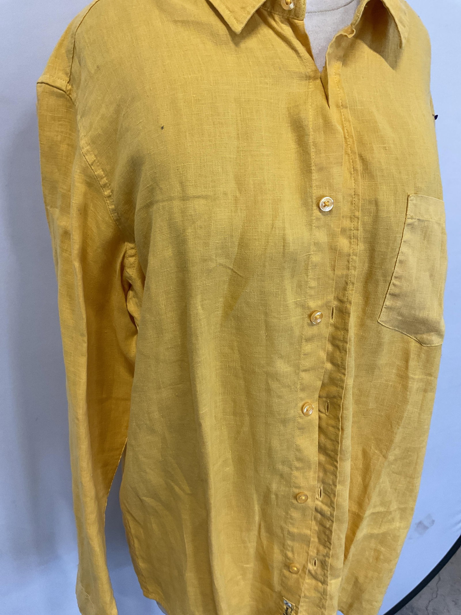 Blue Lemon Yellow Linen Button Down - 6