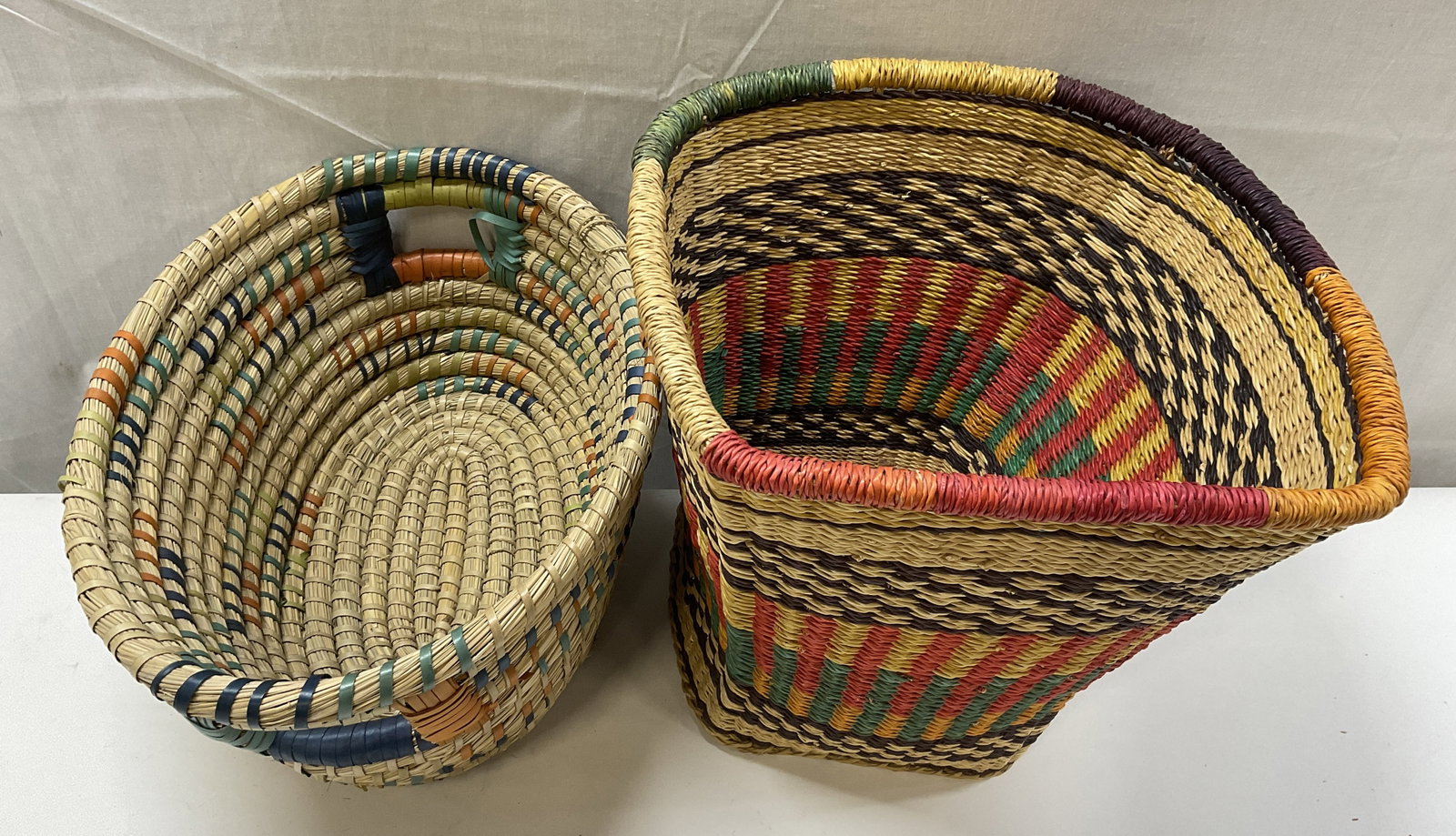Lt 2 African-Style Multicolor Woven Baskets (1 of 9)