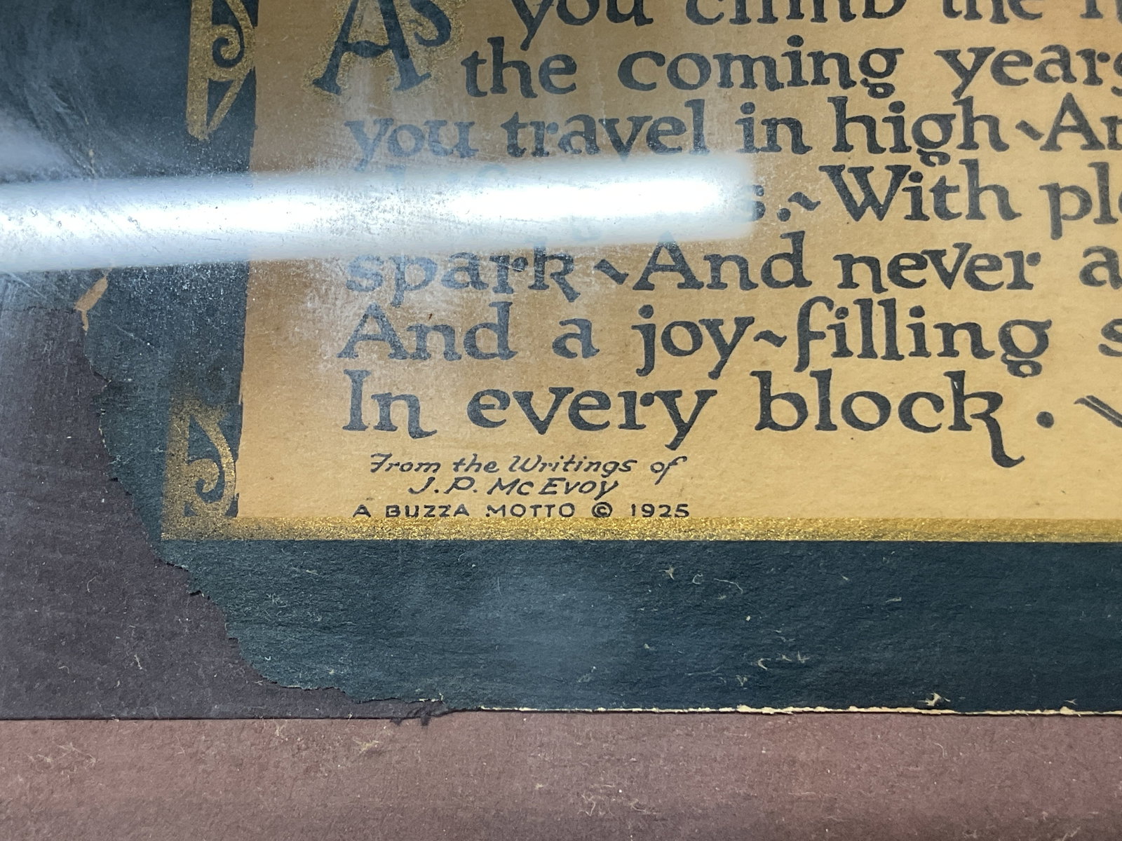 1925 Buzza Motto Framed Print W Quote - 5