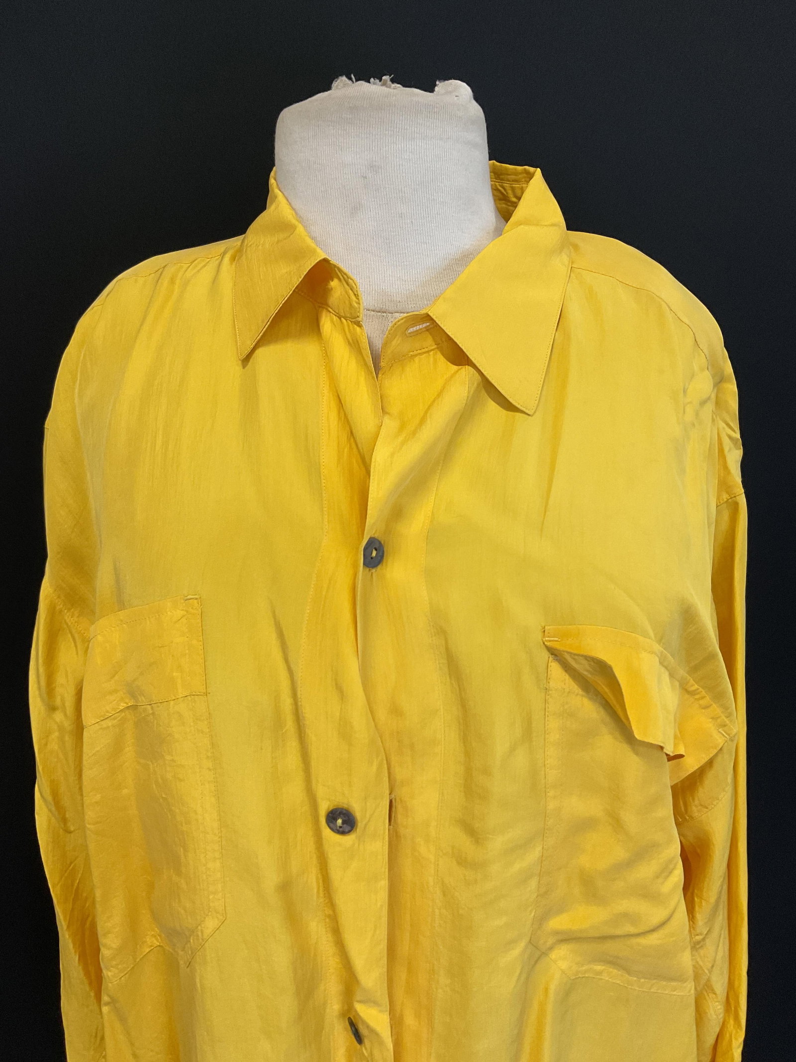 Axis Yellow Silk Long Sleeve Button Down - 4