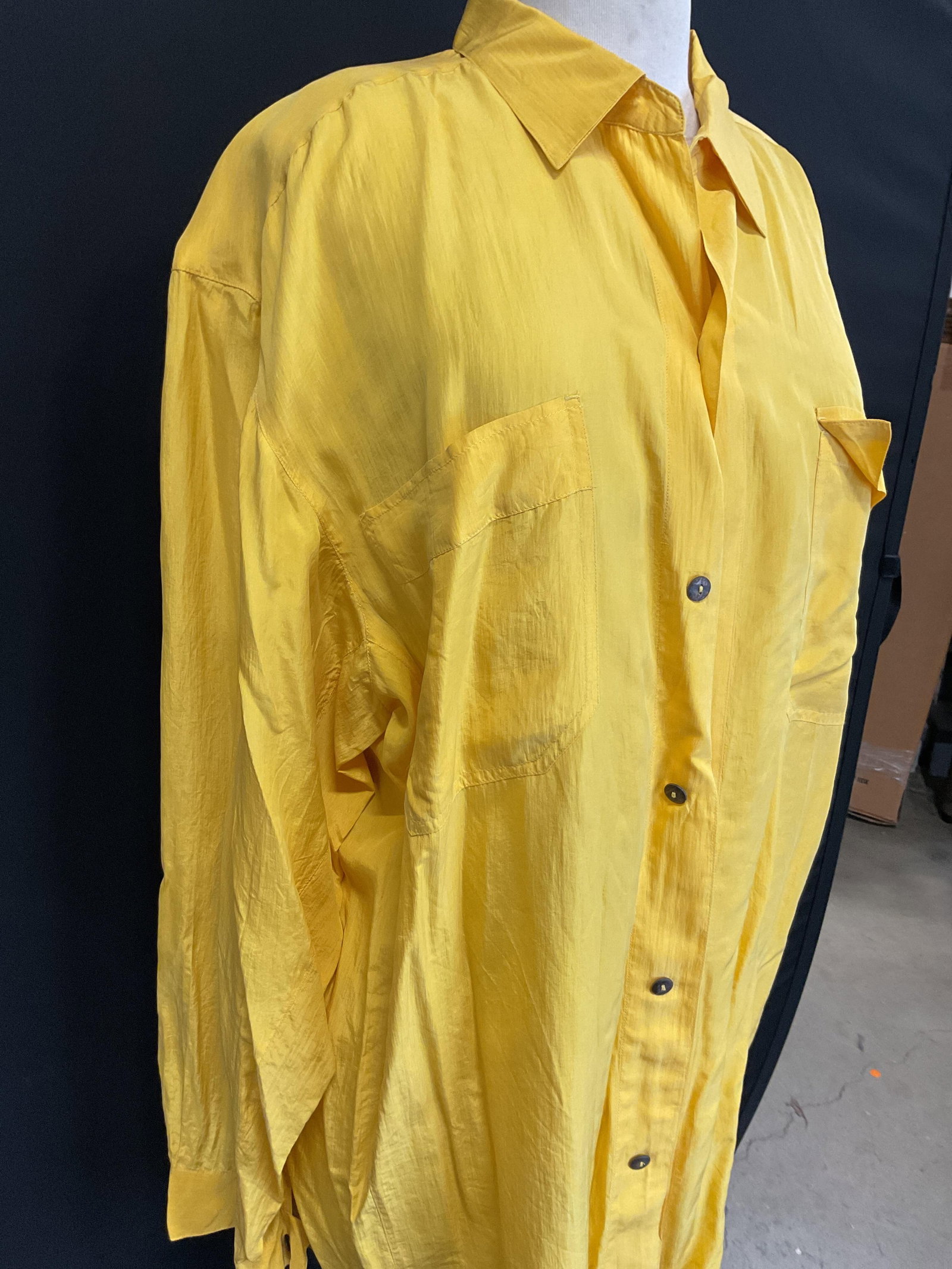 Axis Yellow Silk Long Sleeve Button Down - 6