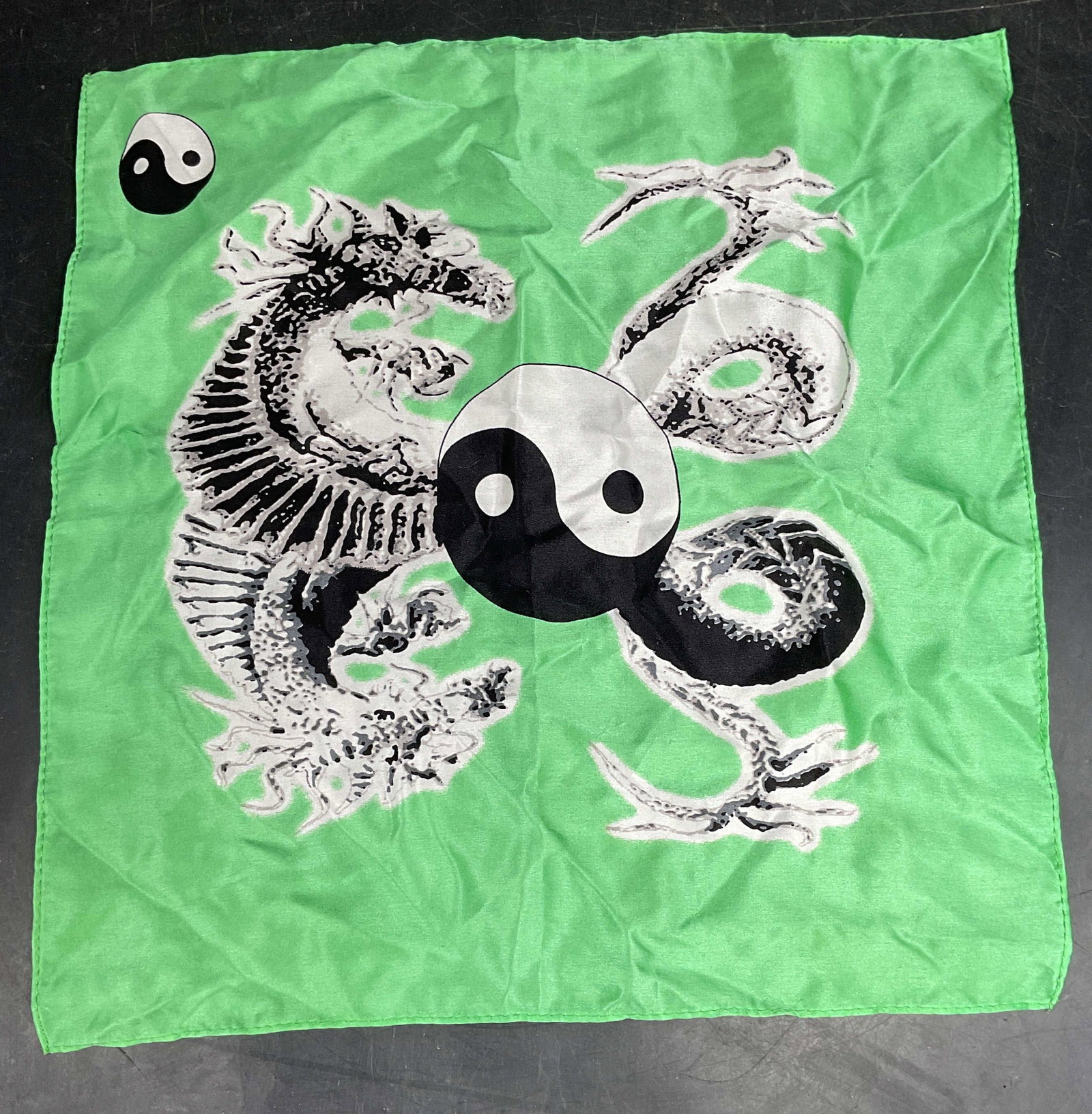 Green Silk Yin Yang Dragon Handkerchief (1 of 6)