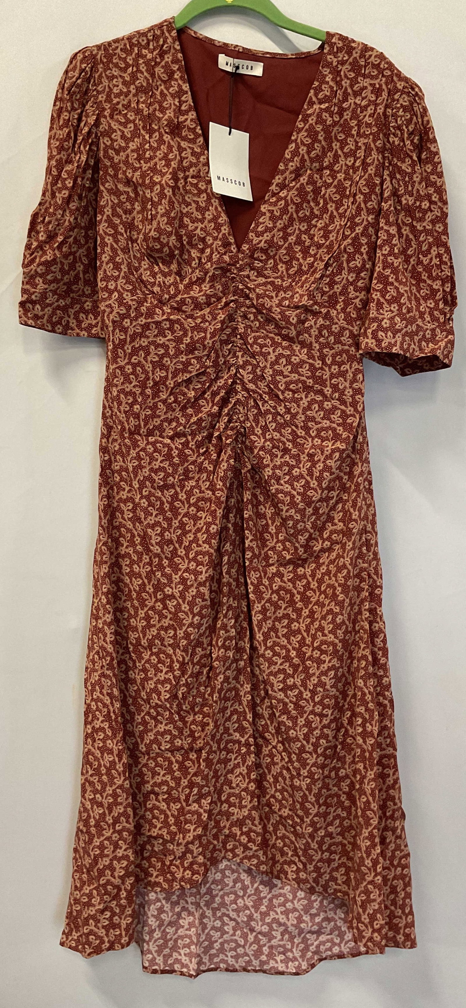 Masscob Red Silk Pattern Dress Spain NWT (1 of 10)