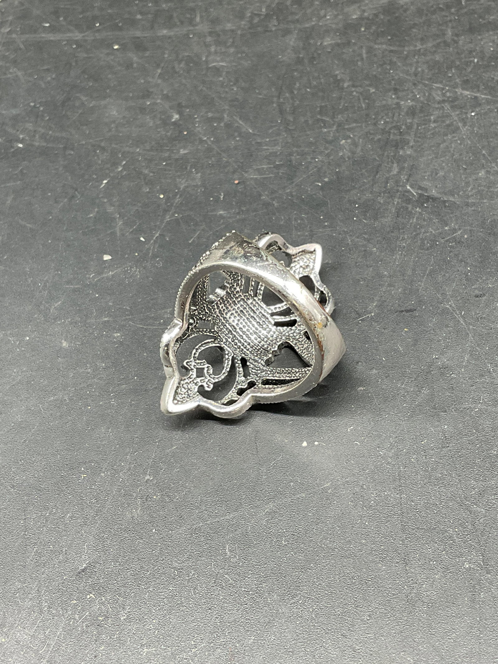 Silver Tone Crystal Scroll Cocktail Ring - 5