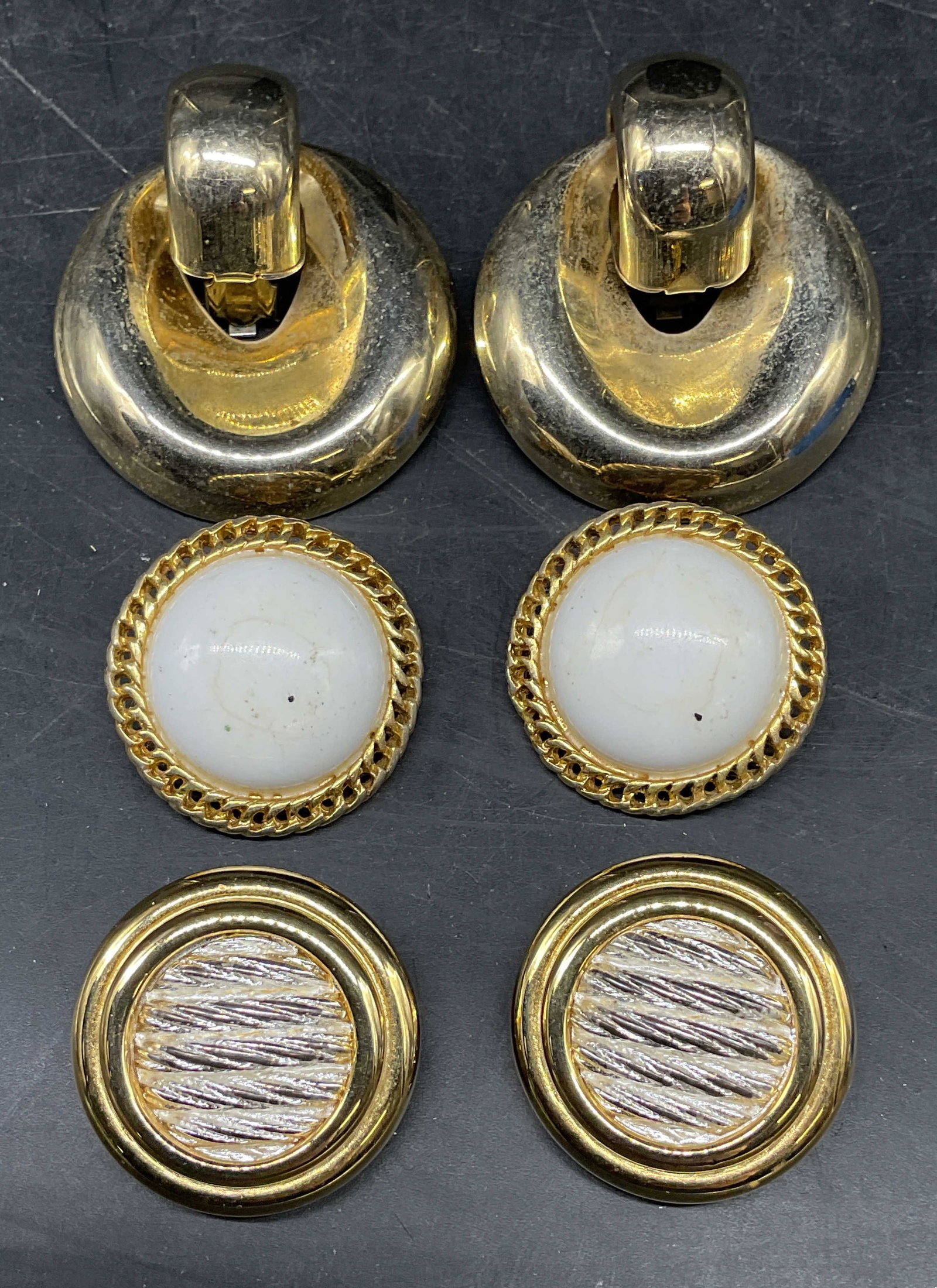 Lot 3 Vtg Erwin Pearl + Gold Tone Earrings (1 of 7)