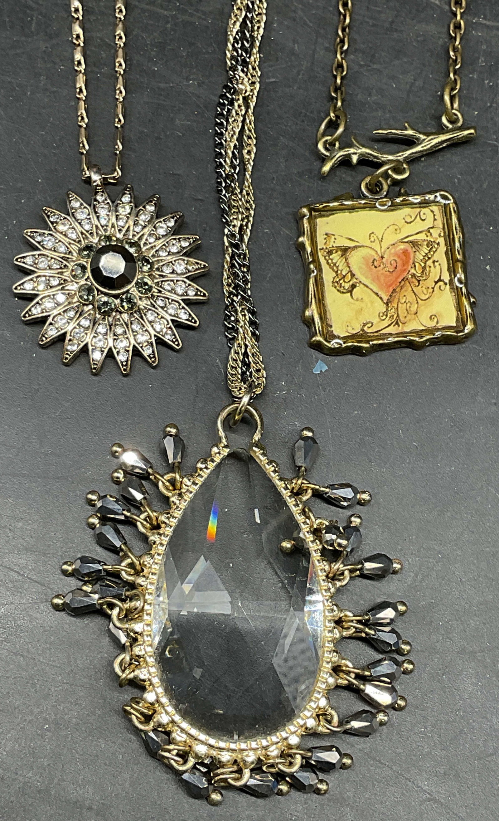 Lot 3 Signed C + Gold Tone Pendant Necklaces (1 of 6)