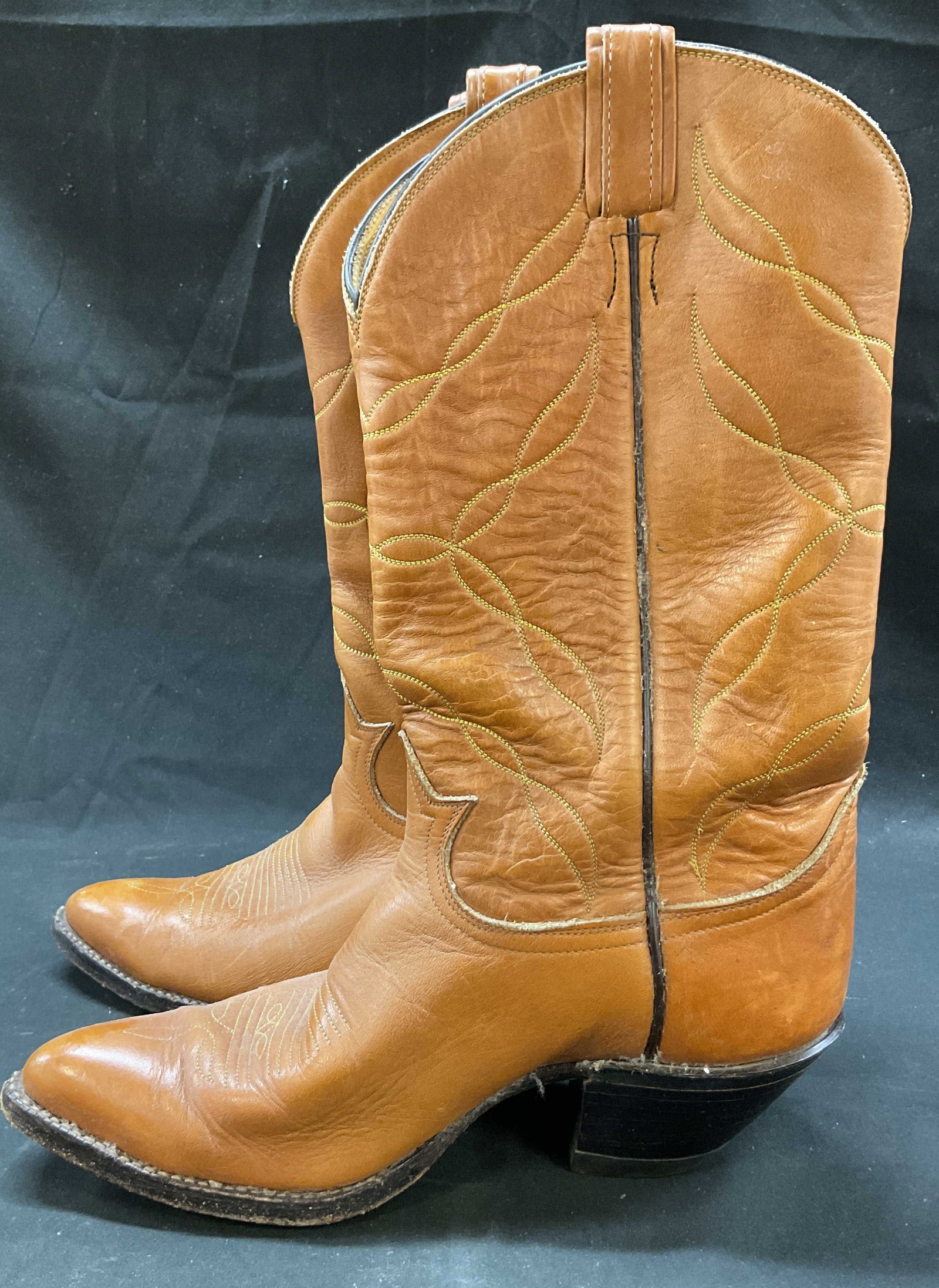Tony Lama Brown Leather Cowboy Boots USA (1 of 9)
