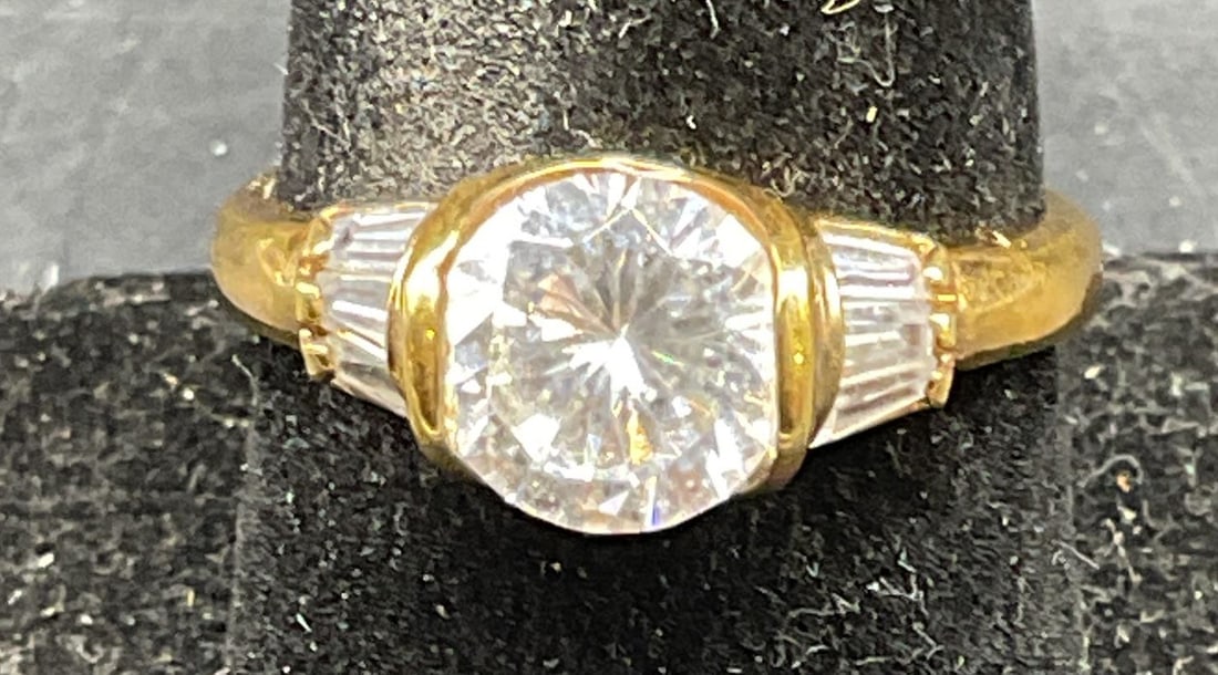 Signed 14k Gold Plated Crystal Ring (1 of 6)