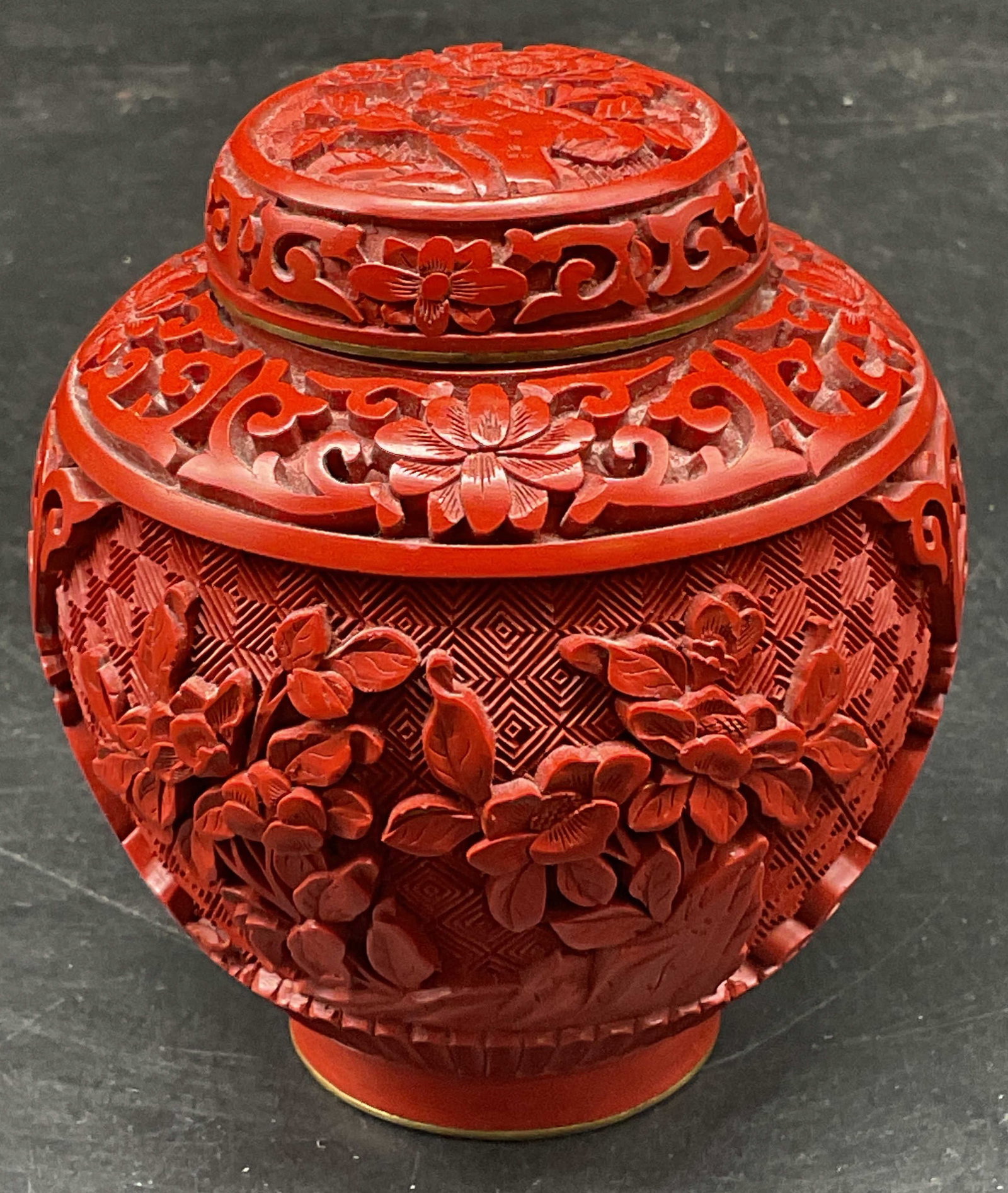 Signed Carved Cinnabar Style Lacquer Ginger Jar (1 of 6)
