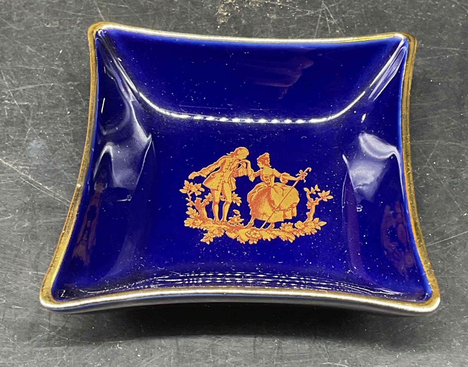 Signed Limoges Gilt Porc Couple Trinket Dish (1 of 6)