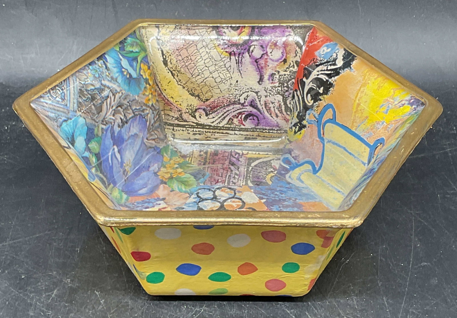 Vintage 1998 CCC Decoupage Glass Bowl (1 of 6)