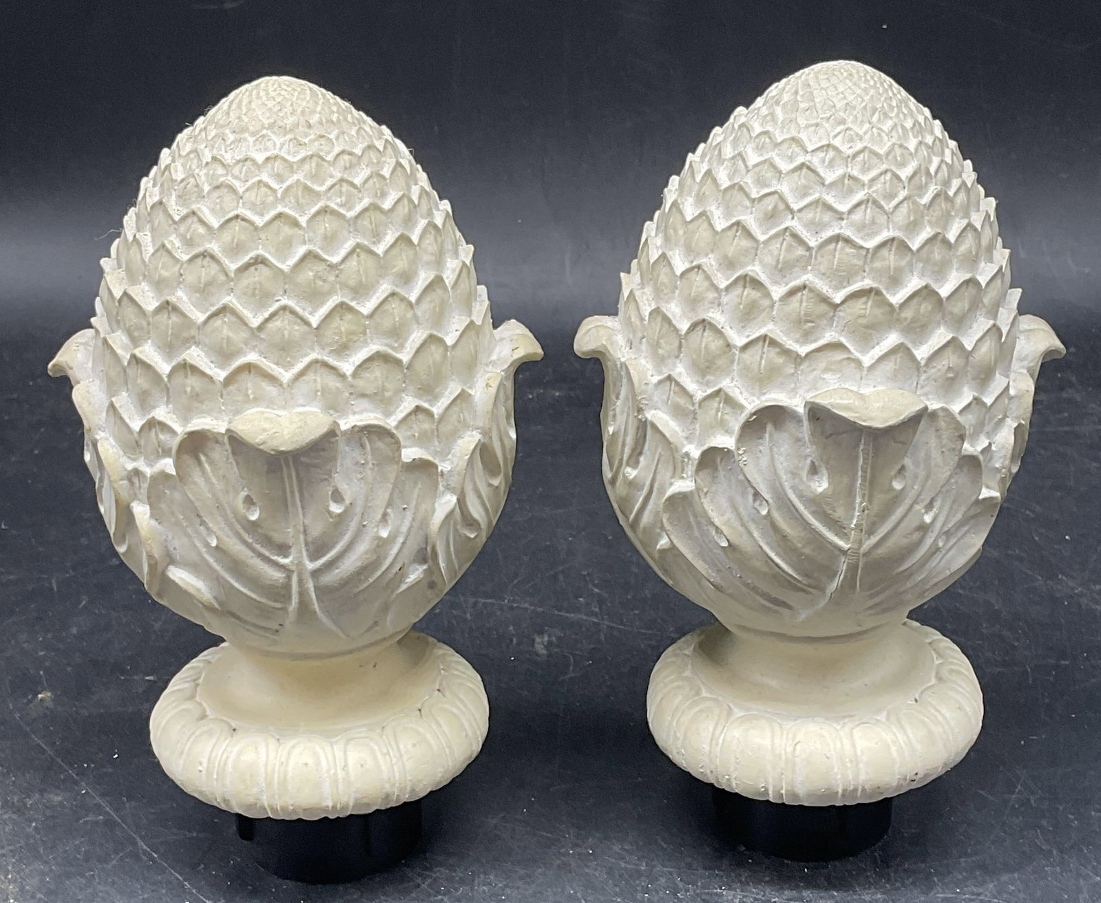 Pair White Composite Artichoke Finials (1 of 6)