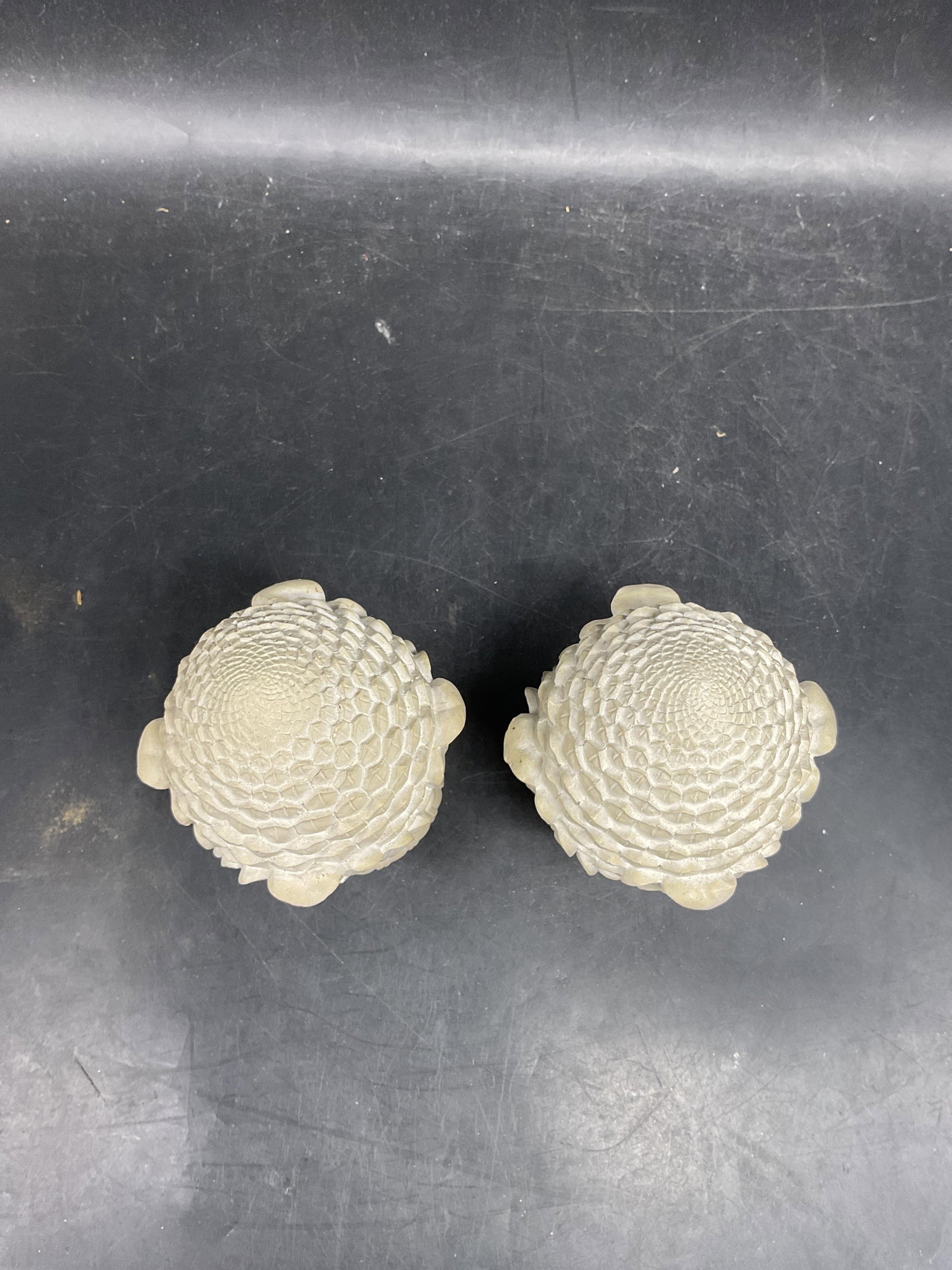 Pair White Composite Artichoke Finials - 5