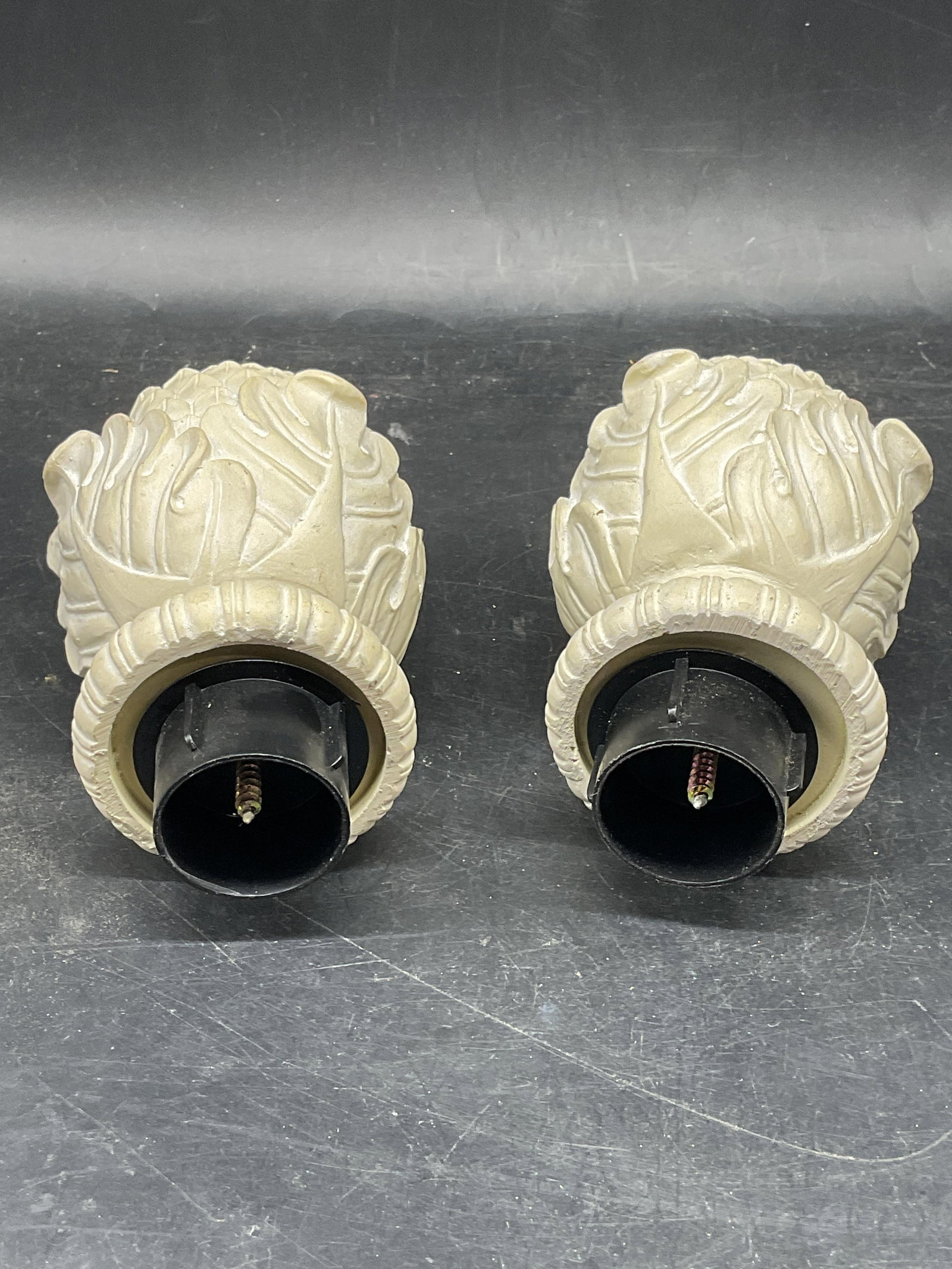 Pair White Composite Artichoke Finials - 6