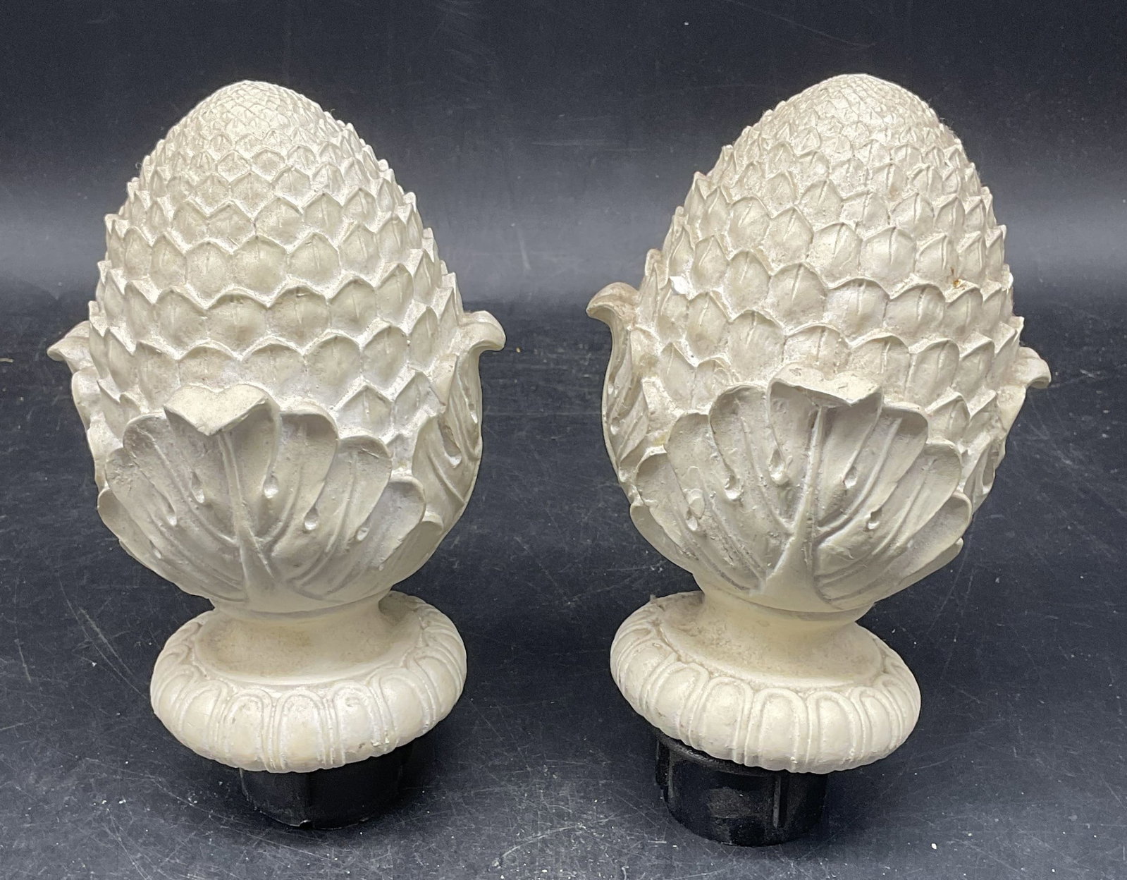 Pair White Composite Artichoke Finials (1 of 6)