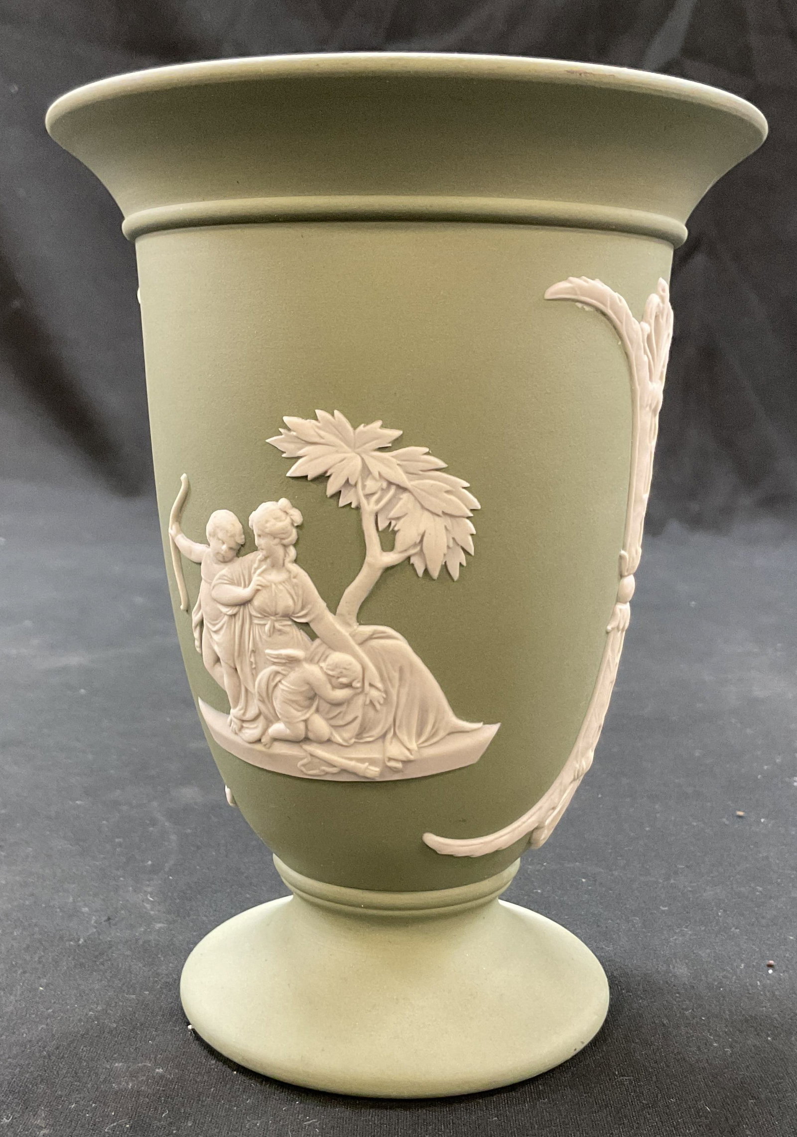 Wedgwood Green Jasperware Vase England (1 of 9)