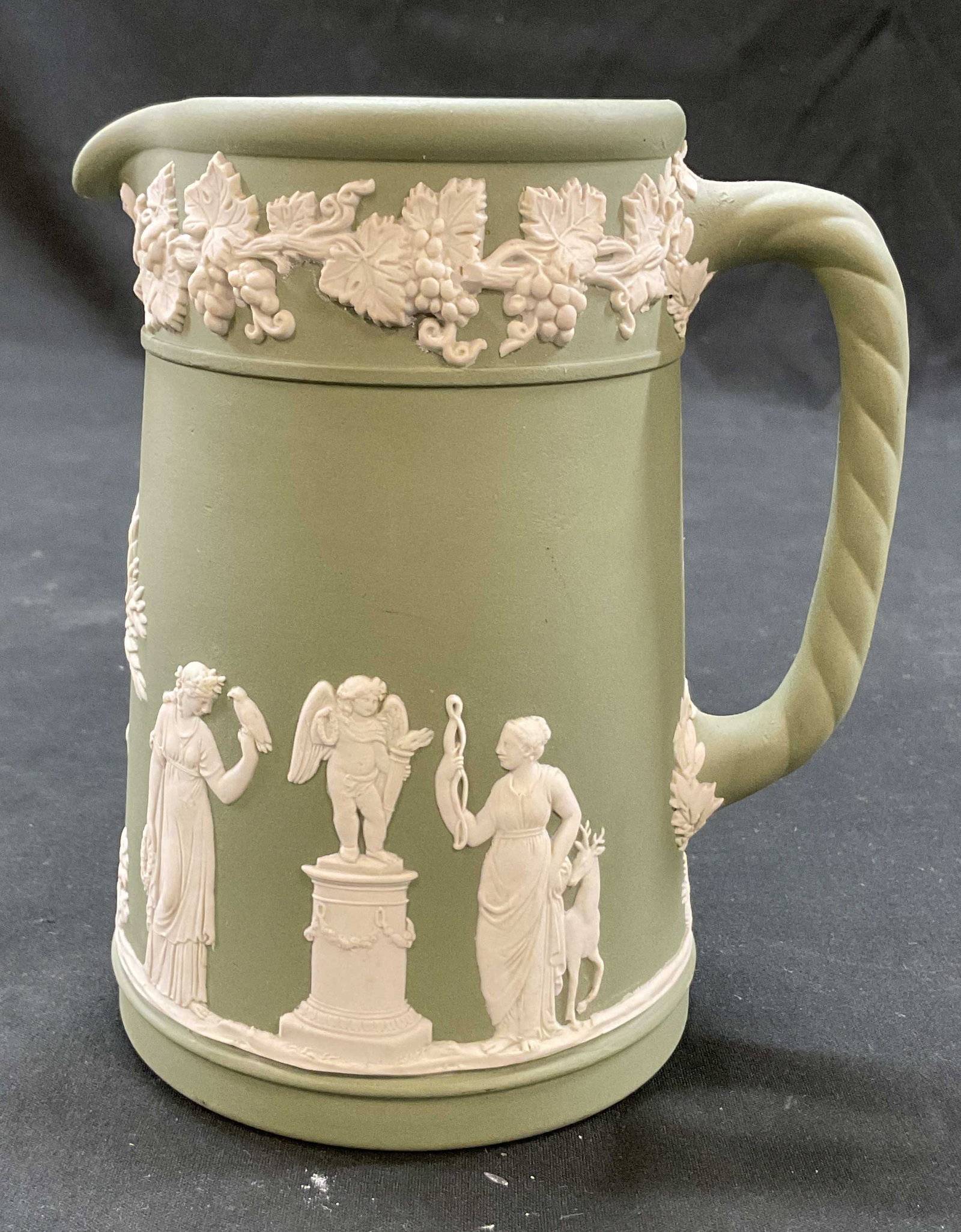 Wedgwood Green Jasperware Pitcher England (1 of 8)