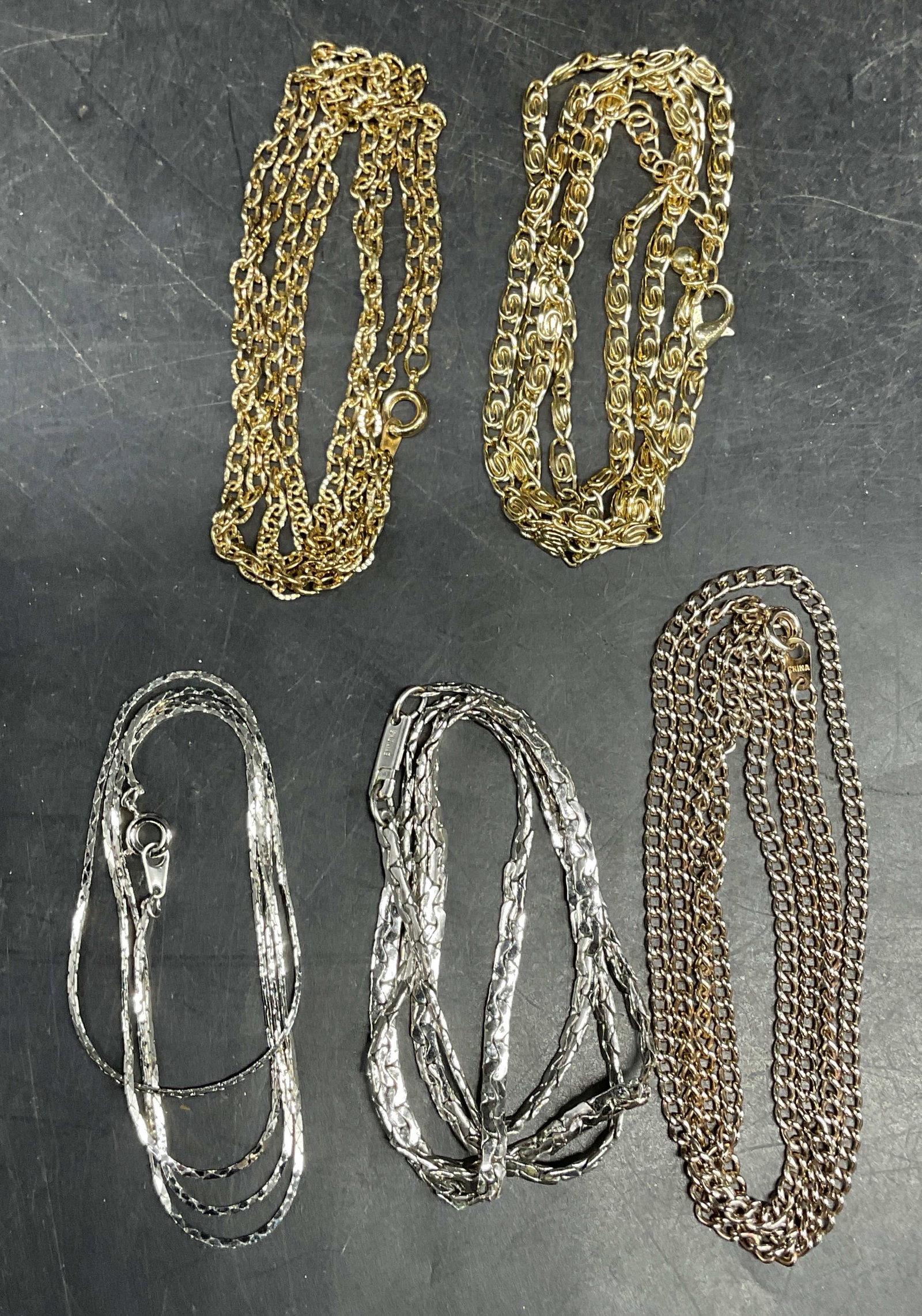 Lot 5 Emmons + Silver & Gold Tone Chain Necklaces (1 of 7)
