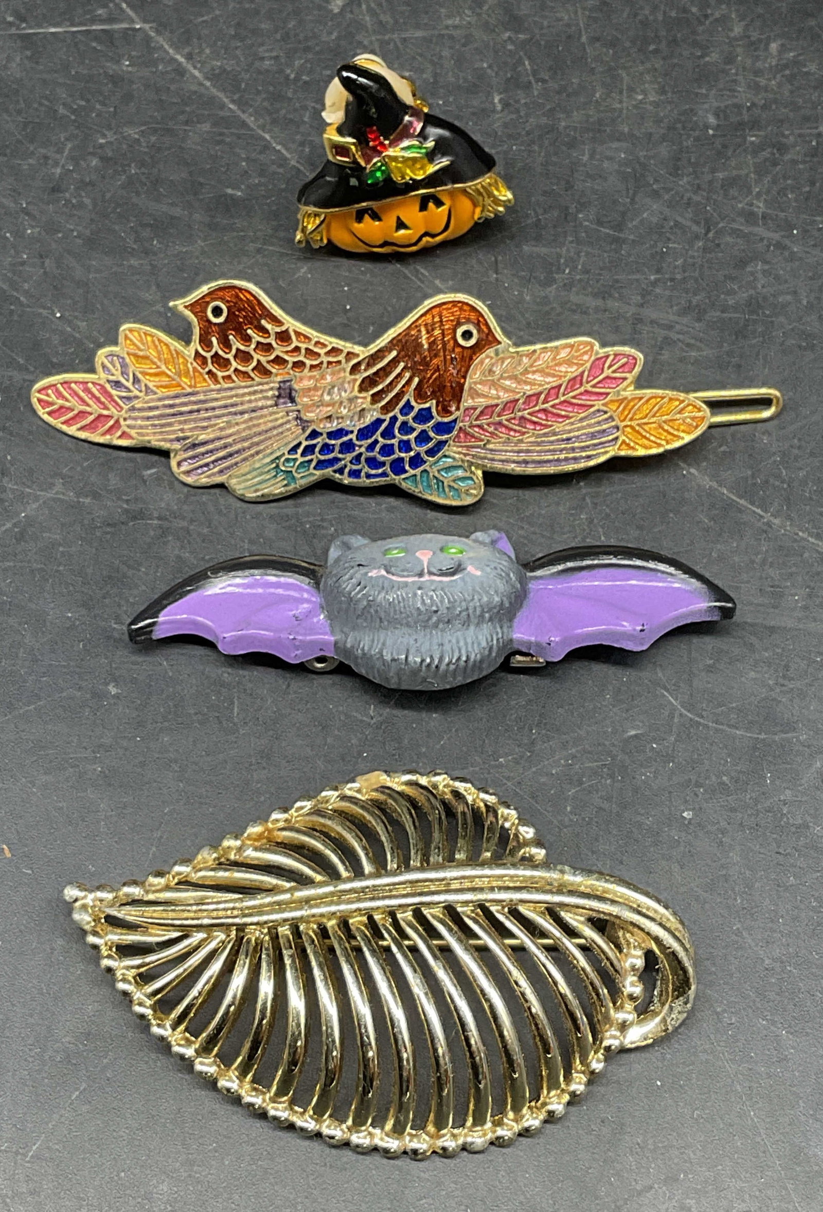 Lot 4 Marboux Gold Tone Leaf Brooch + (1 of 9)