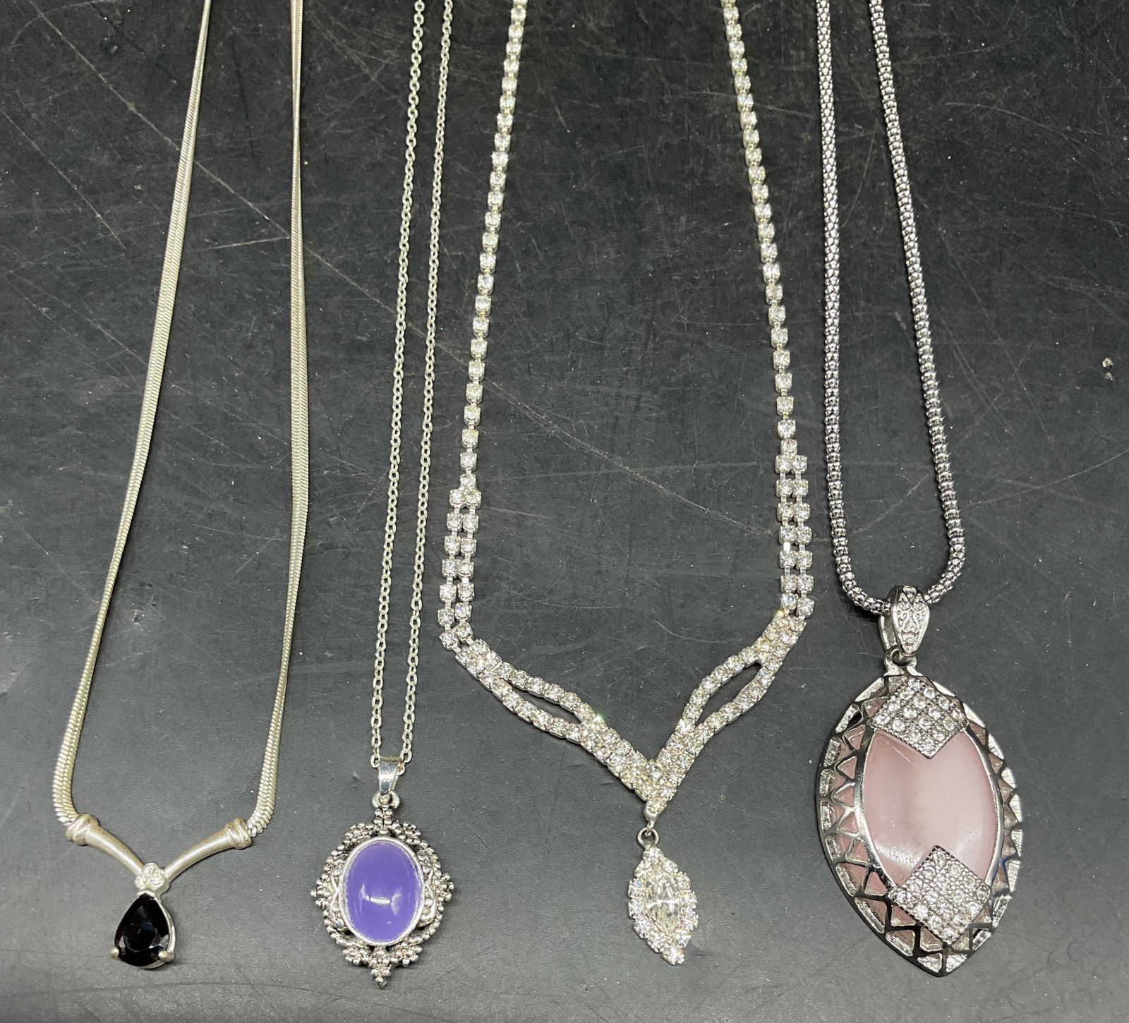 Lot 4 Signed C Crystal Pendant Necklace + (1 of 7)