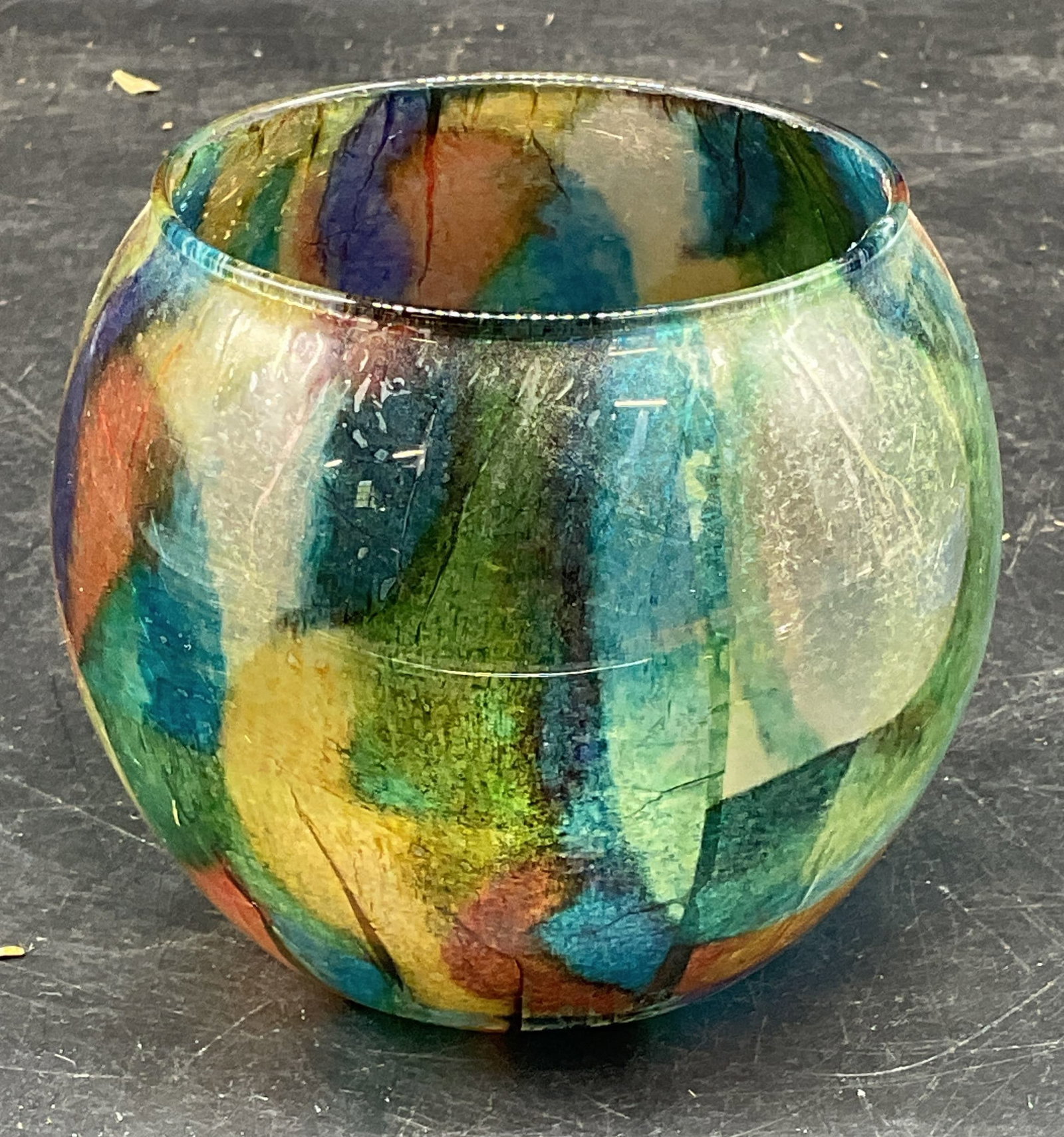 Multicolor Decoupage Glass Fishbowl Vase (1 of 6)
