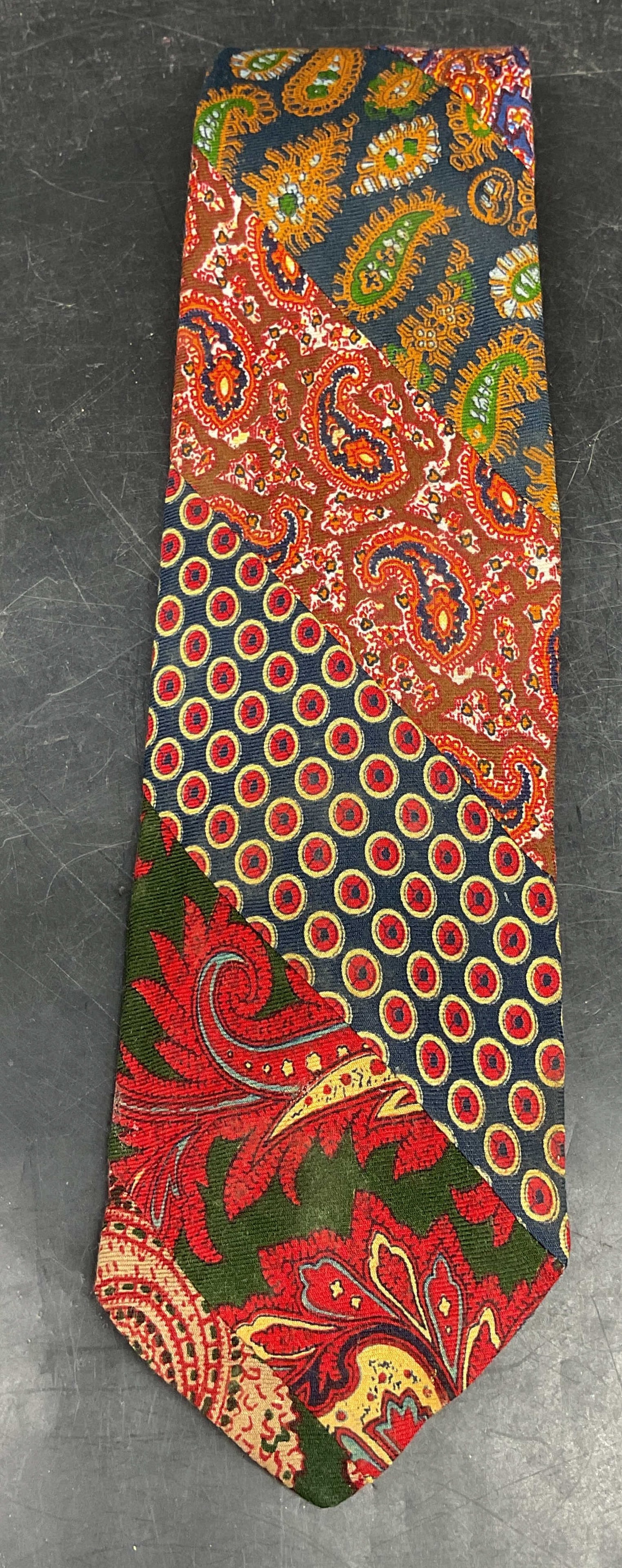 Vintage Berkley Paisley Print Cotton Tie: Vintage Berkley multicolor red, green, blue paisley print tie. Feels like cotton. Measures approx. 58 inches. Some blemishes. Tie, vintage tie, accessories, fashion accessories, wearables, paisley tie