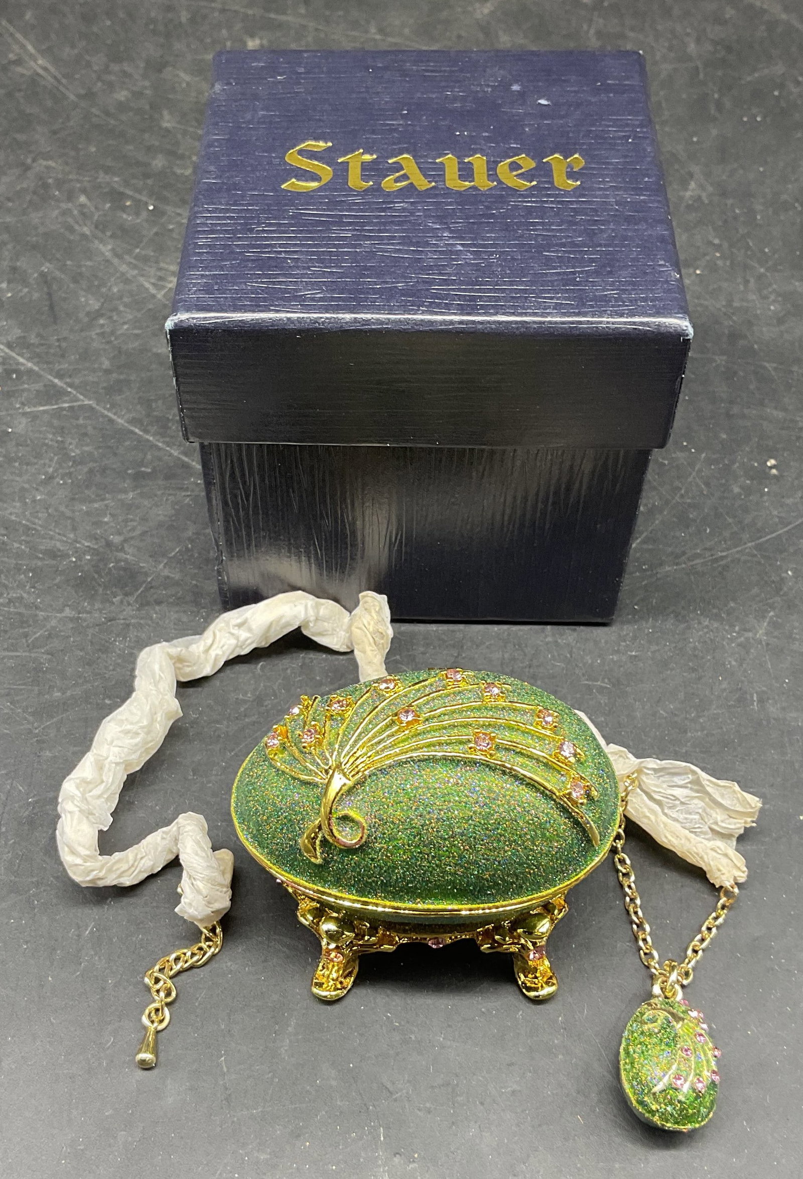 Stauer Crystal Egg Trinket Box & Necklace NIB (1 of 6)