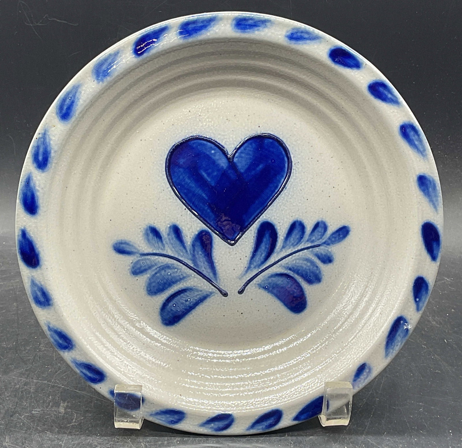 1992 Eldreth Folk Art Stoneware Heart Plate (1 of 6)