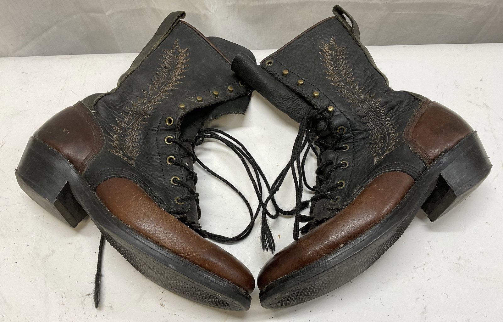 Vintage Western-Style Genuine Leather Packer Boots (1 of 11)