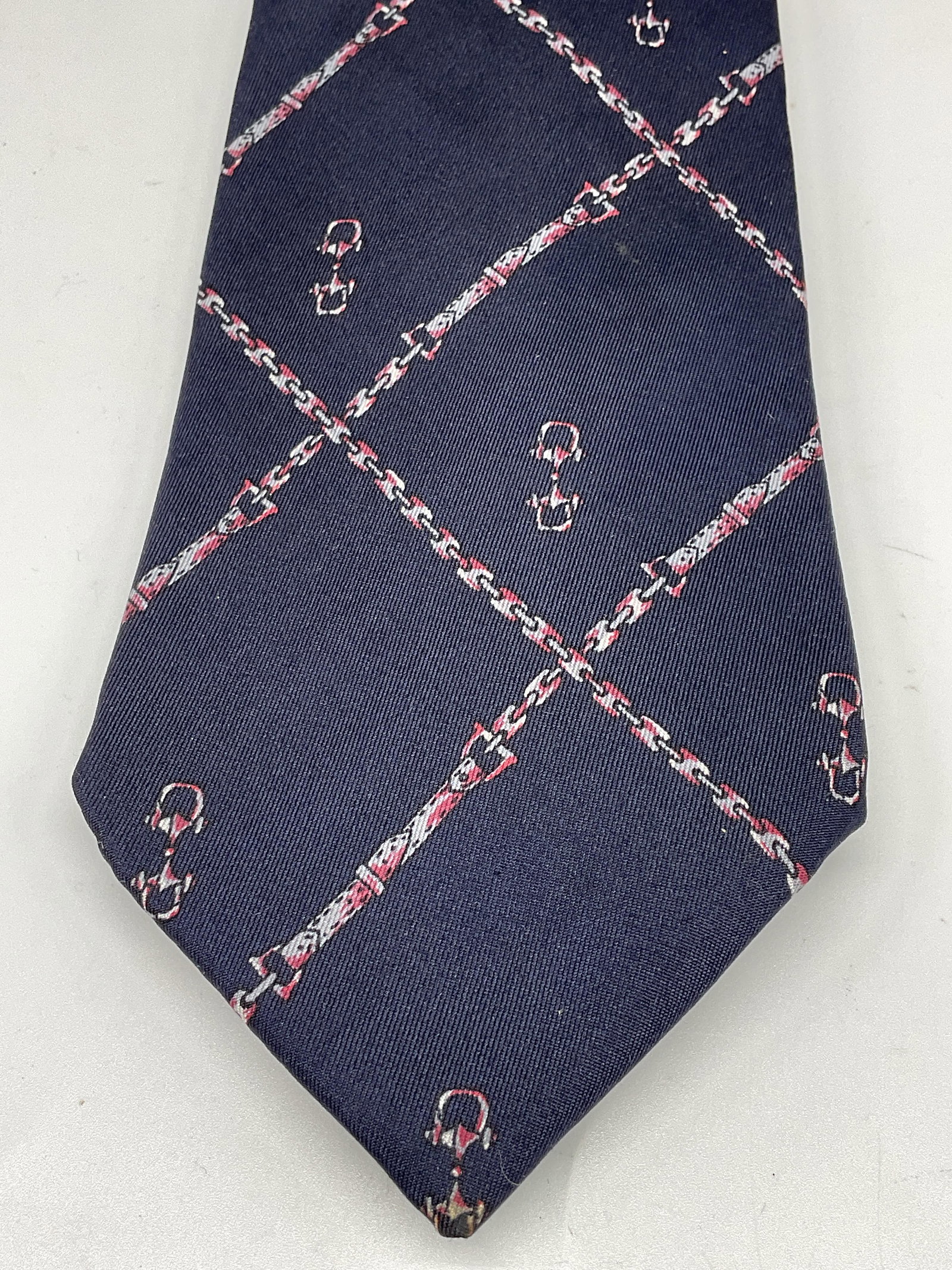 Vintage B Altman Blue Chain Print Silk Tie Eng (1 of 6)