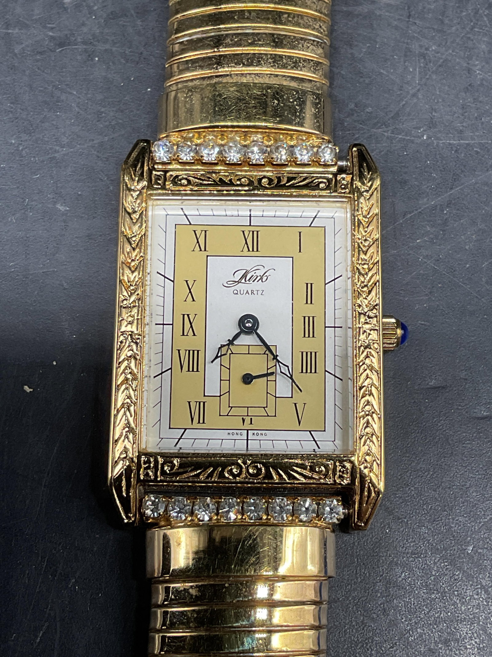 Vintage Kirks Folly Gold Tone Crystal Watch (1 of 6)