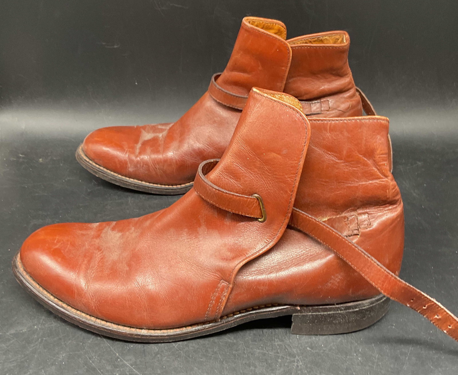 Frye Brown Leather Wrap Buckle Boots (1 of 7)