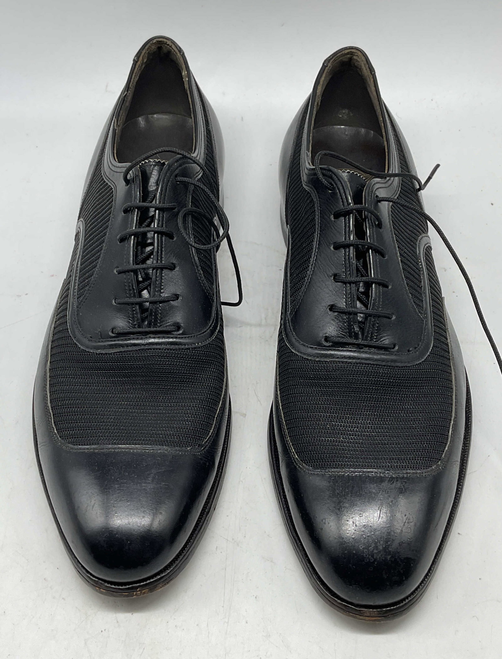 Vintage Florsheim Black Leather Woven Shoes (1 of 6)