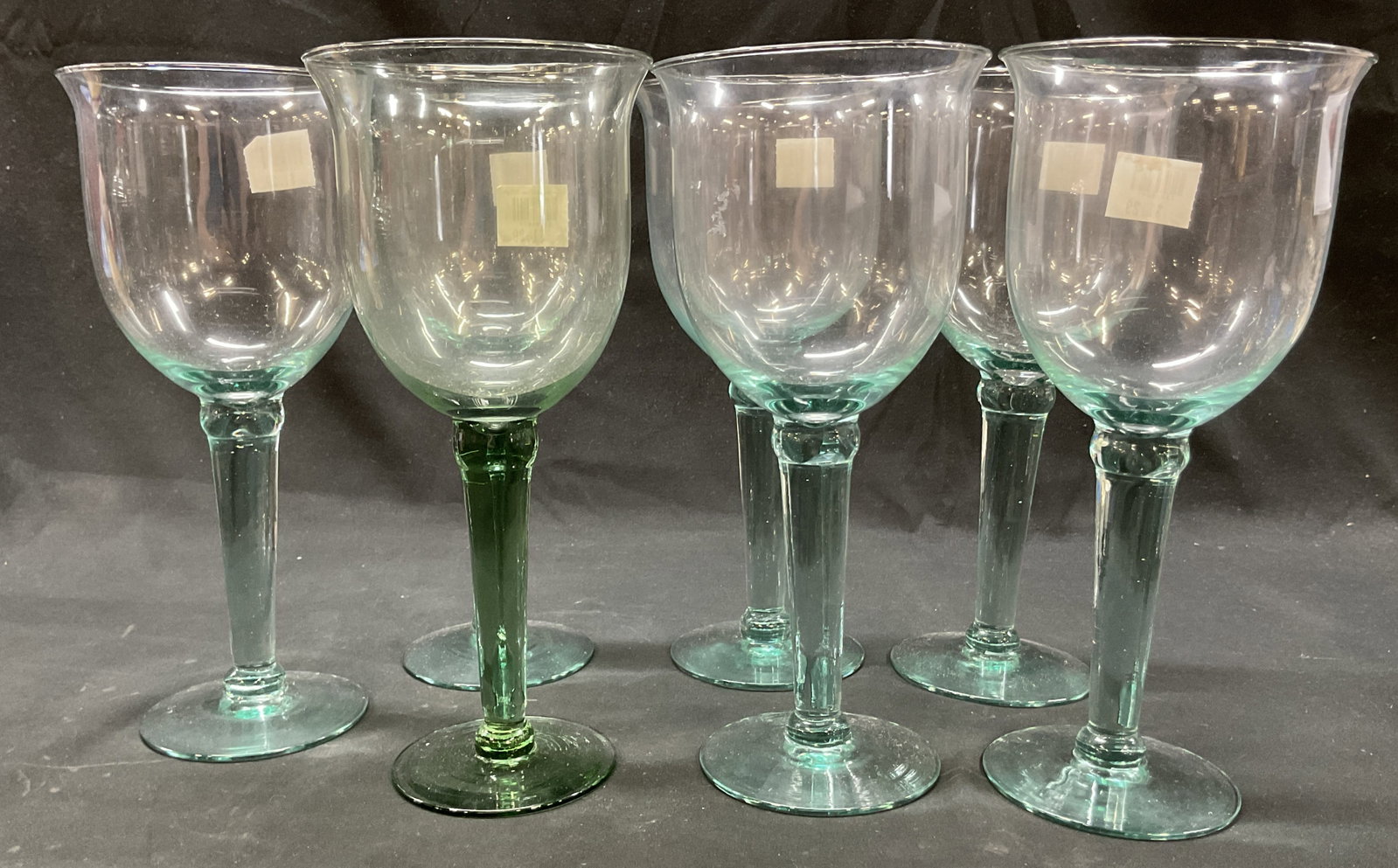 Lot 7 Vintage Green Glass Goblets Mexico (1 of 10)