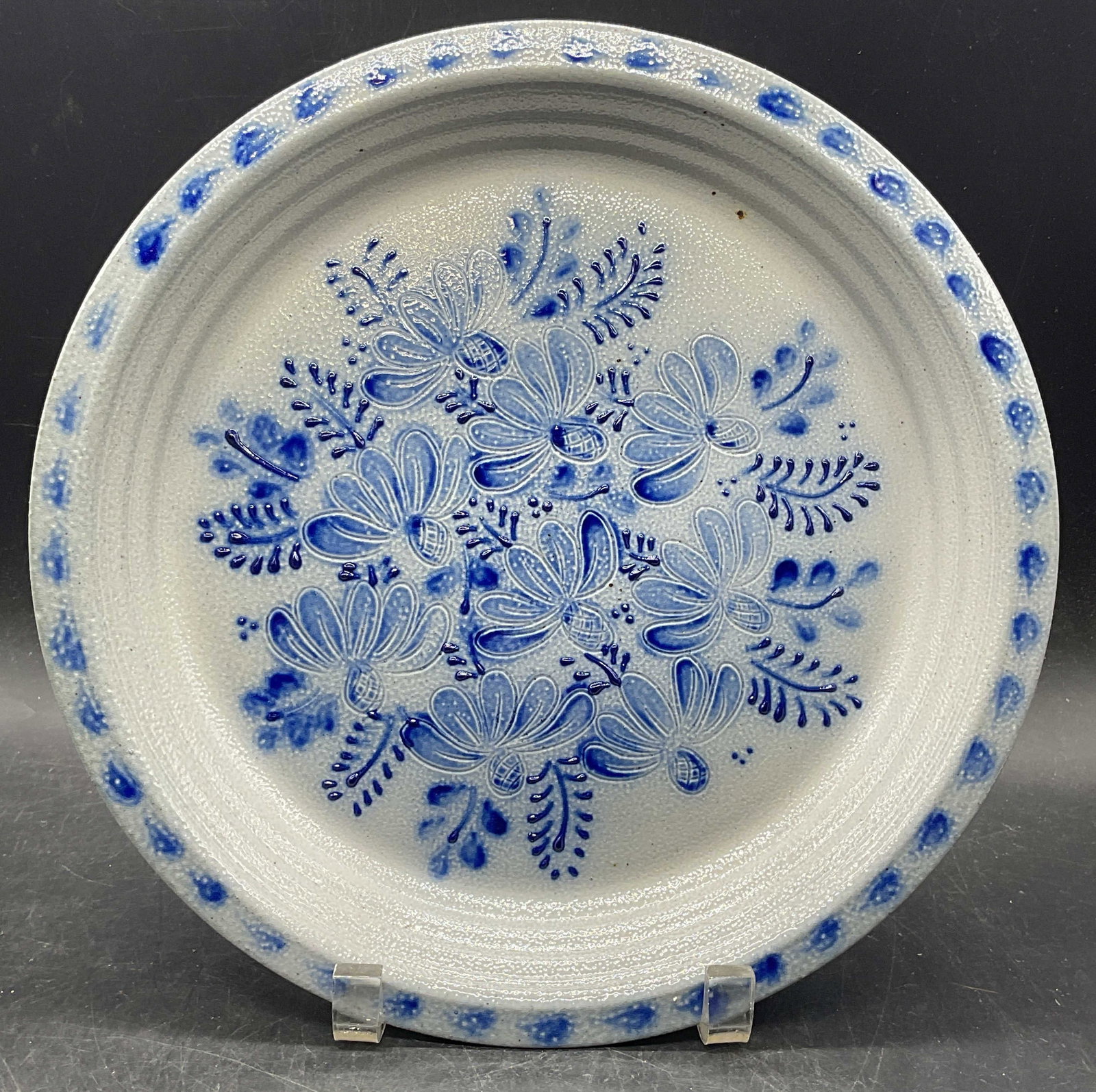Eldreth Folk Art Stoneware Floral Plate USA (1 of 6)