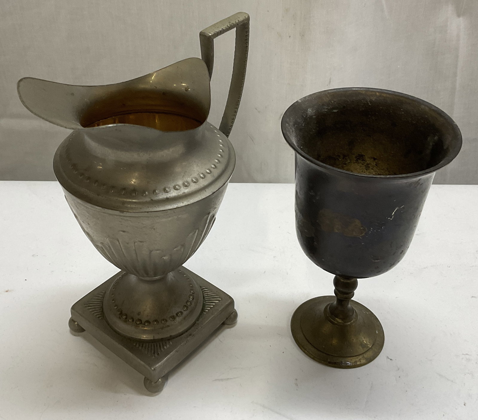 Lt 2 VTG Silver-Plated Creamer & Goblet (1 of 7)