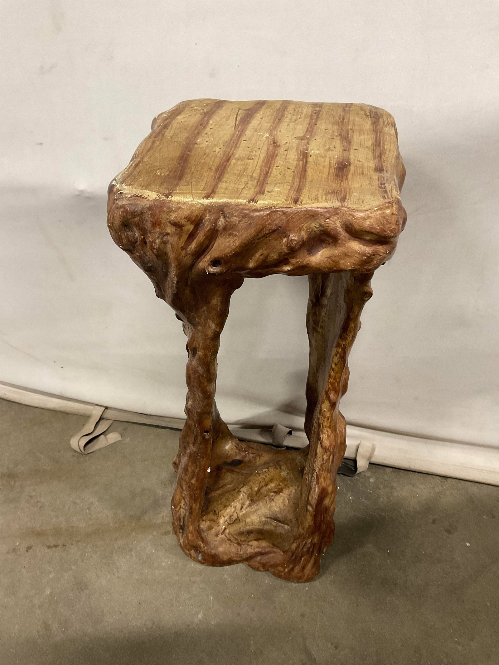 Handcrafted Pottery Tree Stump Side Table - 11