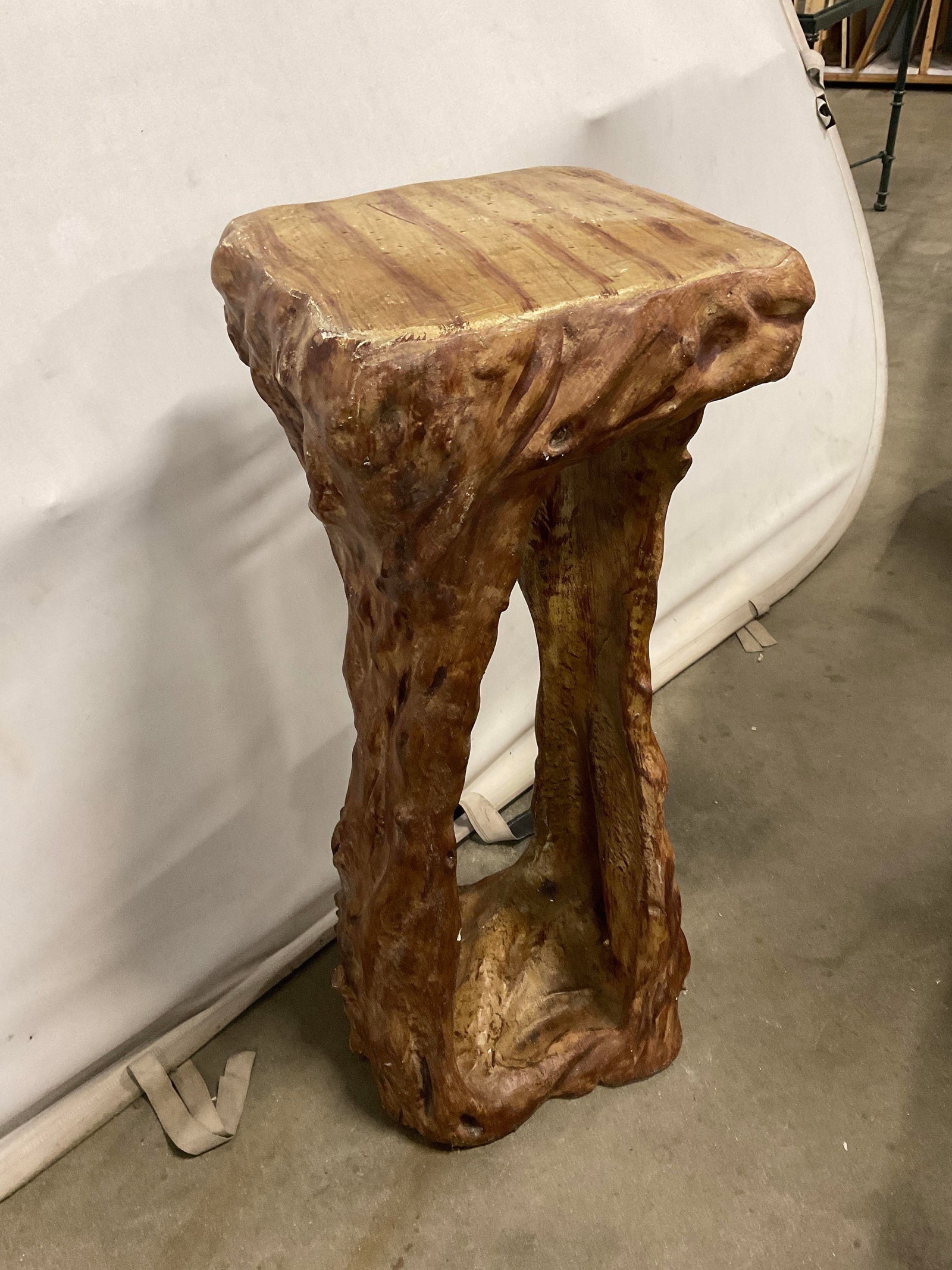 Handcrafted Pottery Tree Stump Side Table - 2