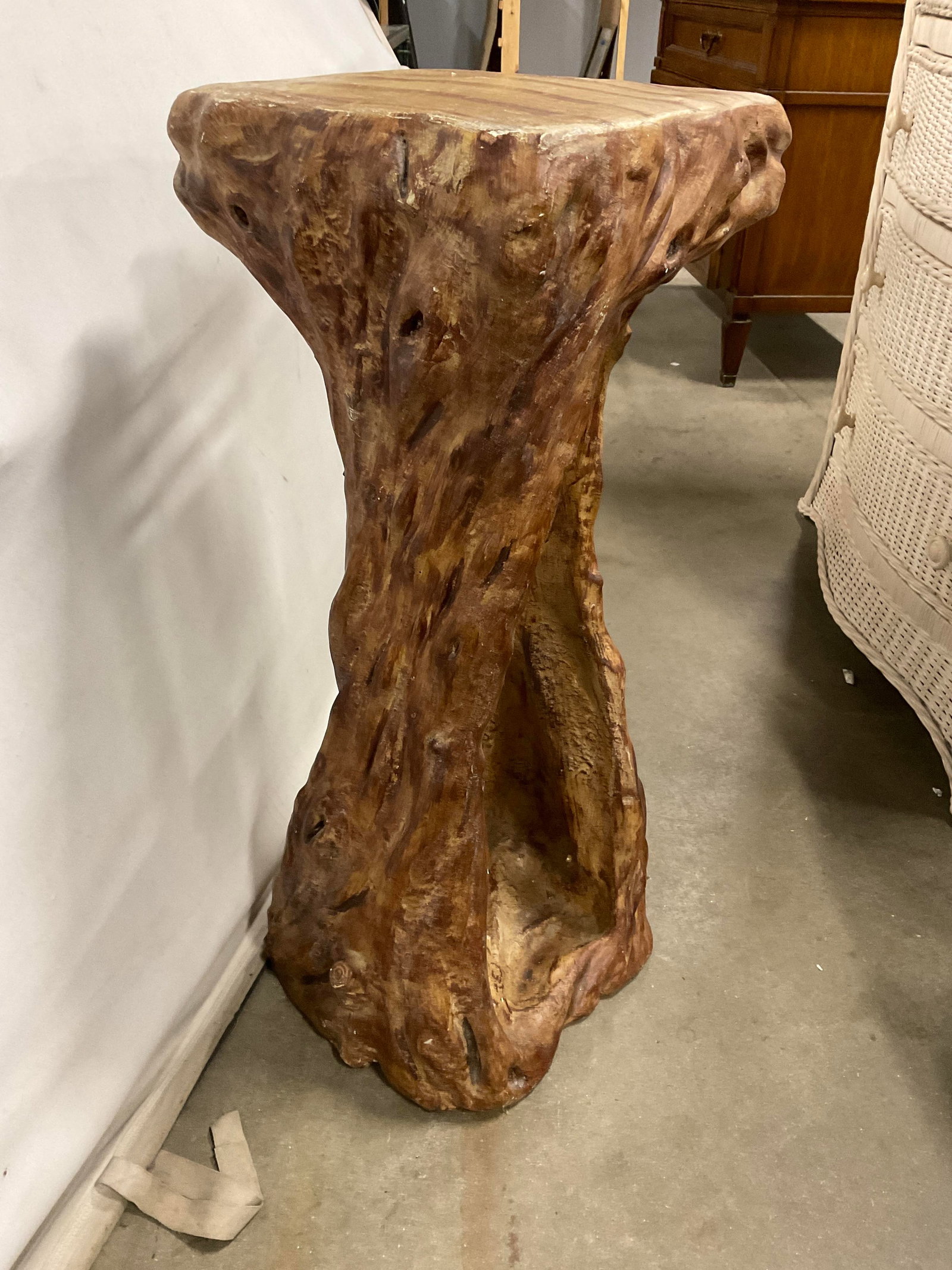 Handcrafted Pottery Tree Stump Side Table - 4