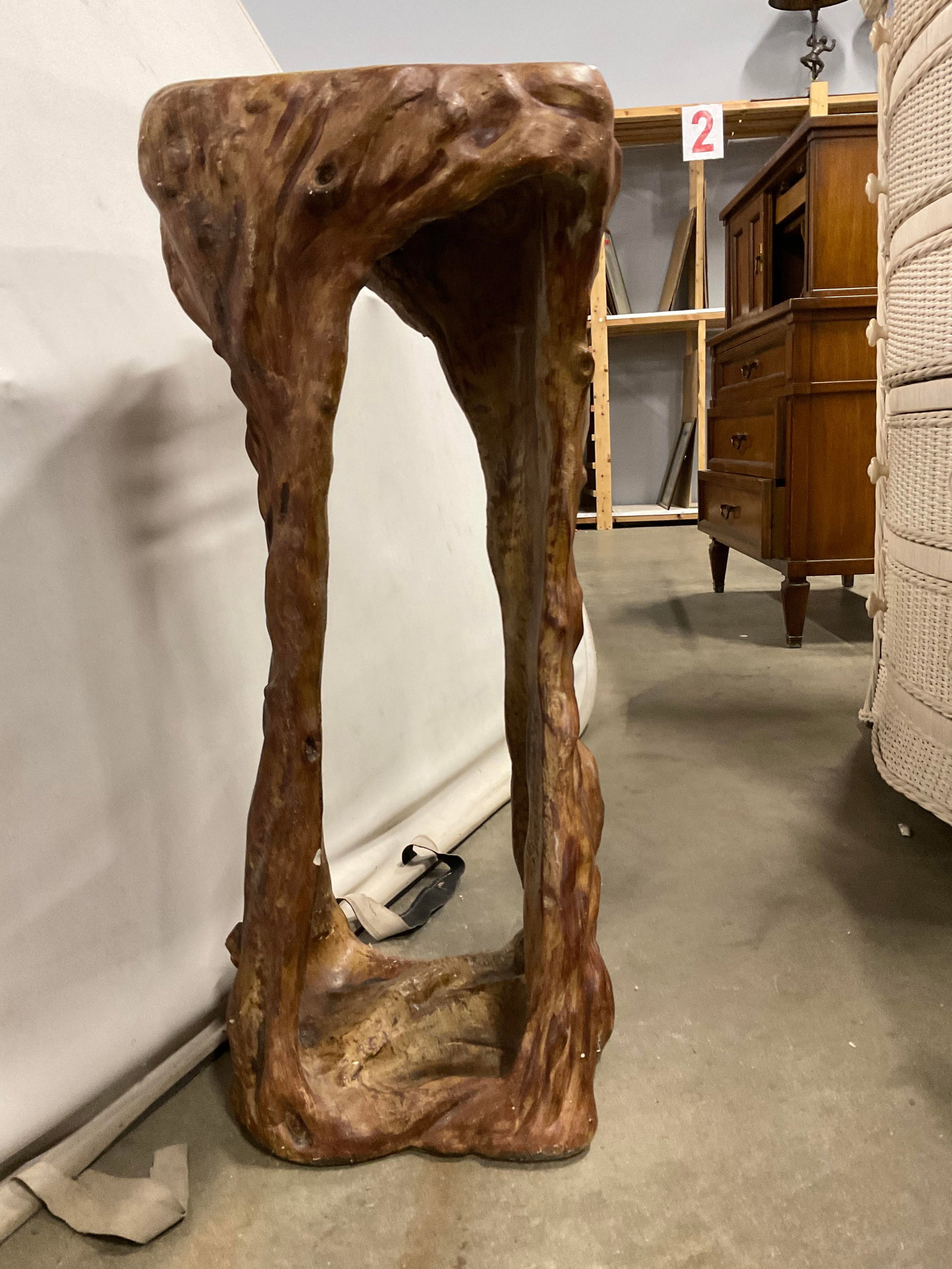 Handcrafted Pottery Tree Stump Side Table - 5