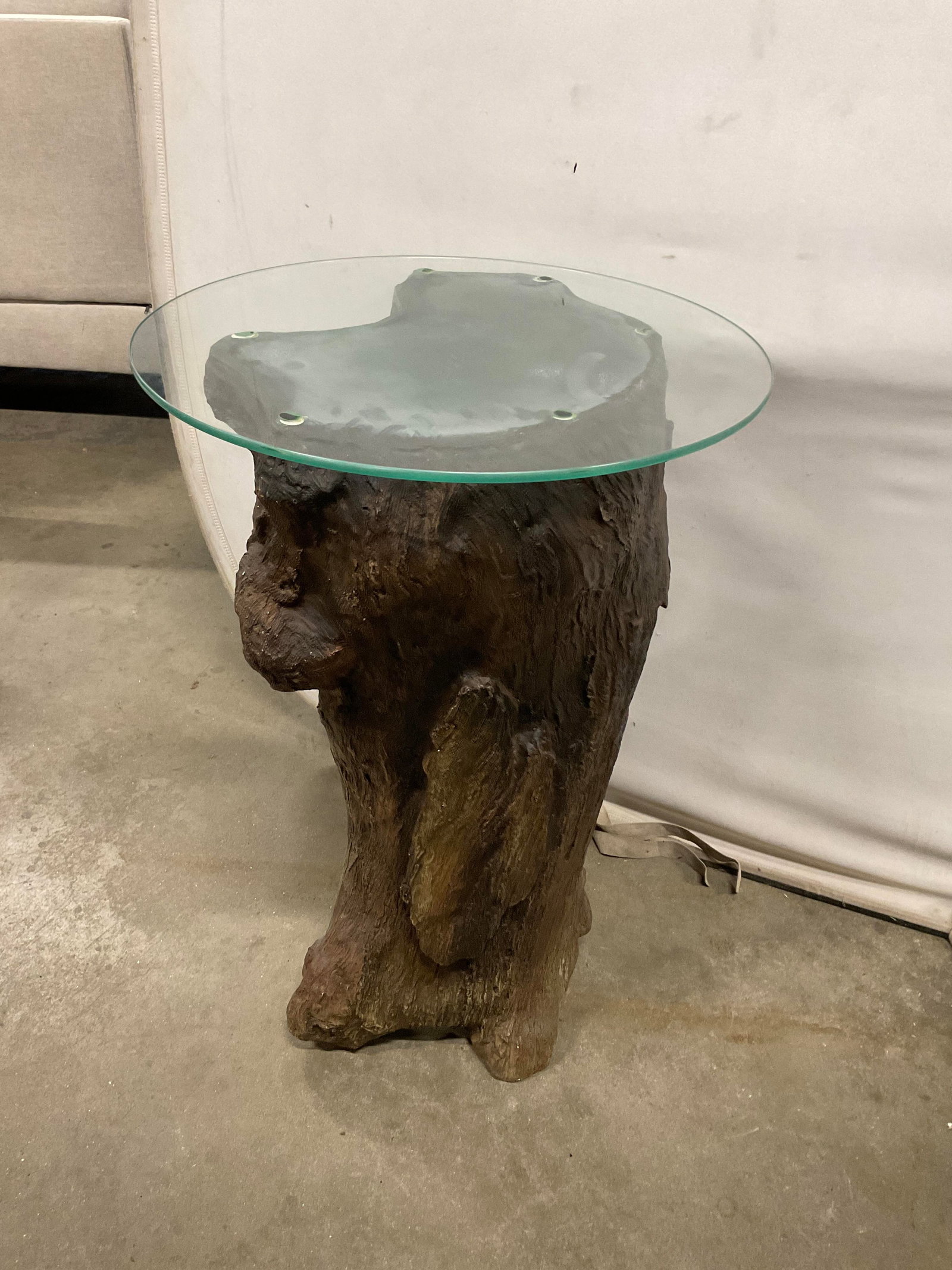 Tree Stump Glass Top Table - 5