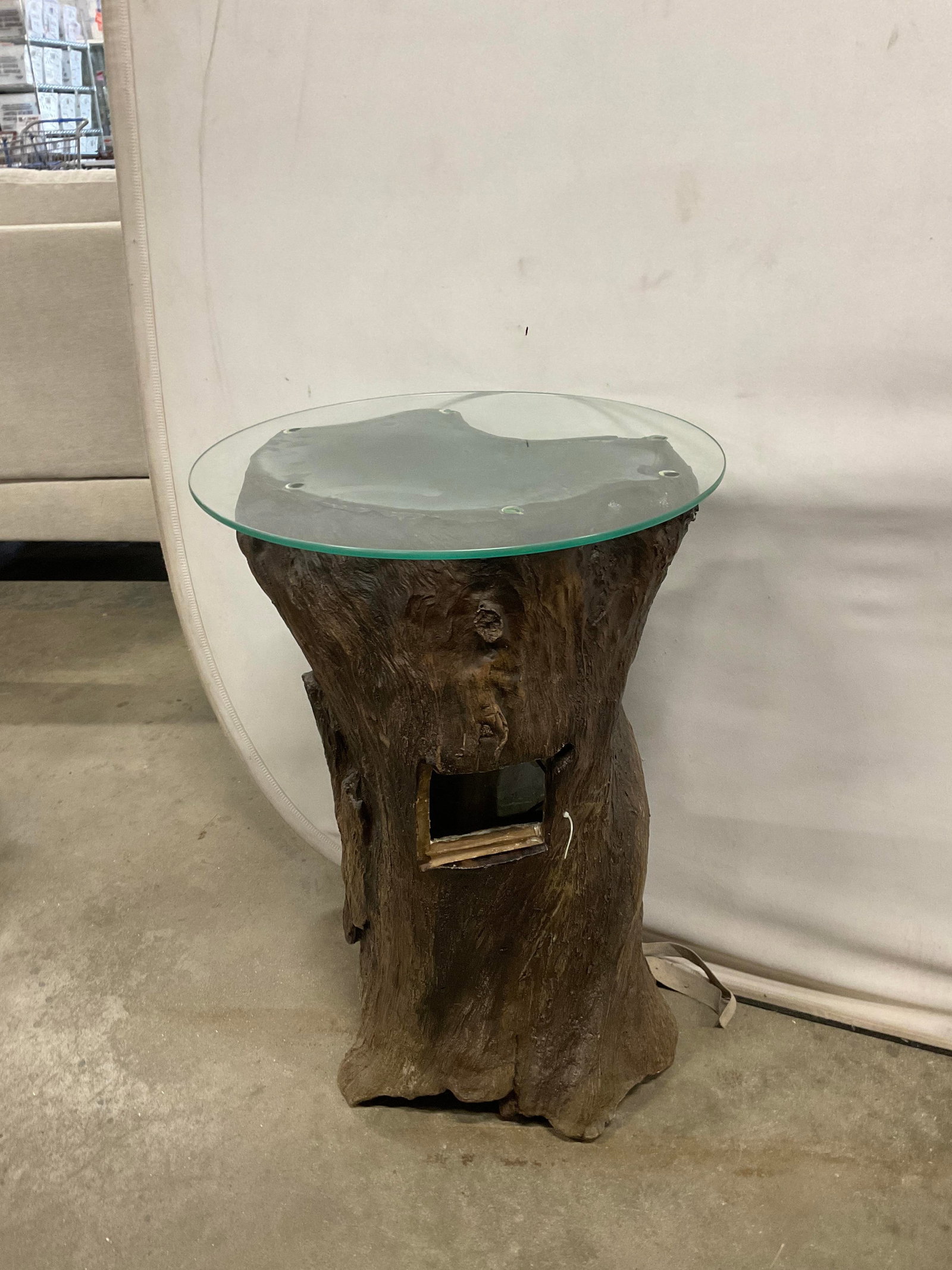 Tree Stump Glass Top Table - 6