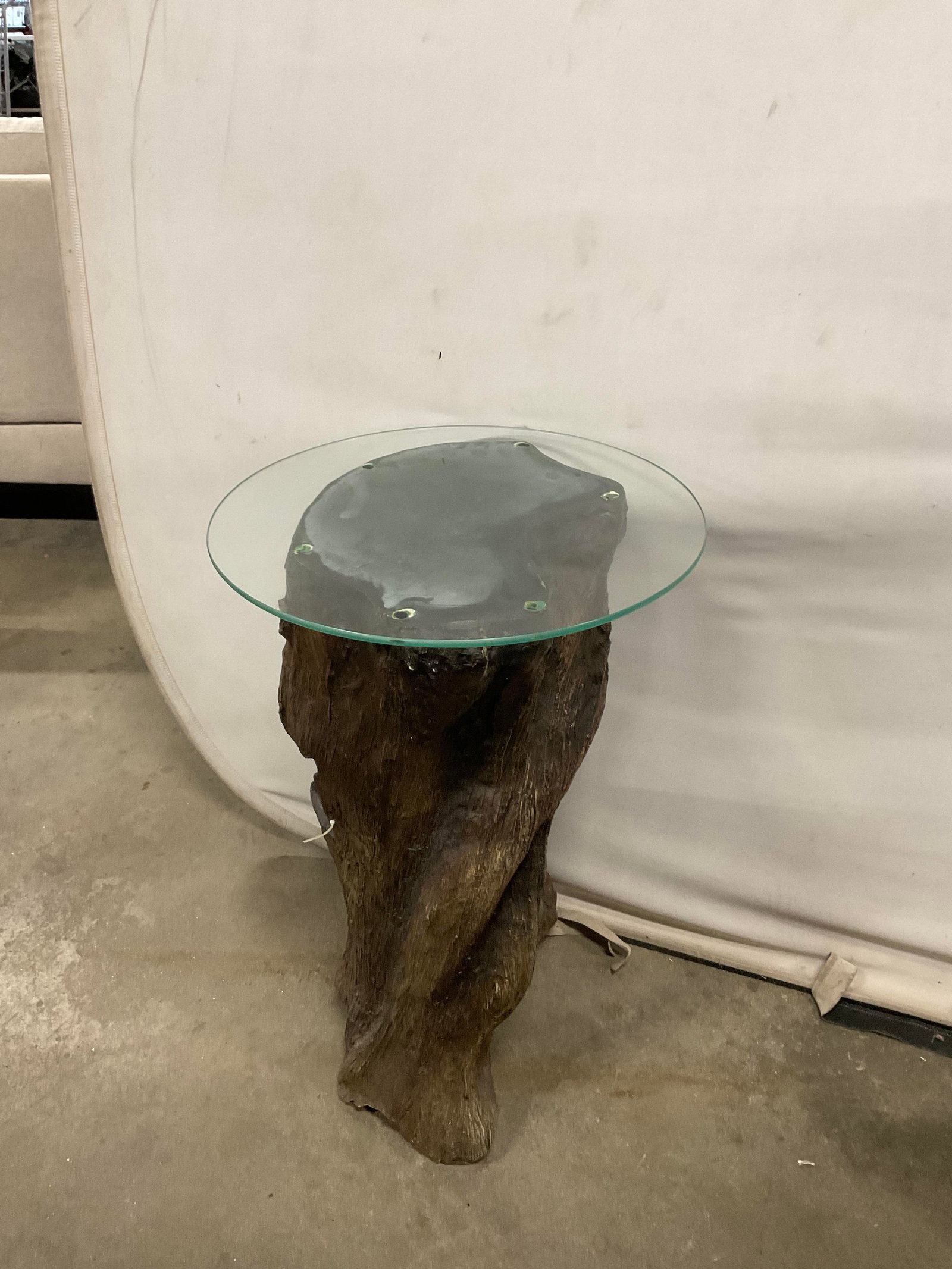 Tree Stump Glass Top Table - 7