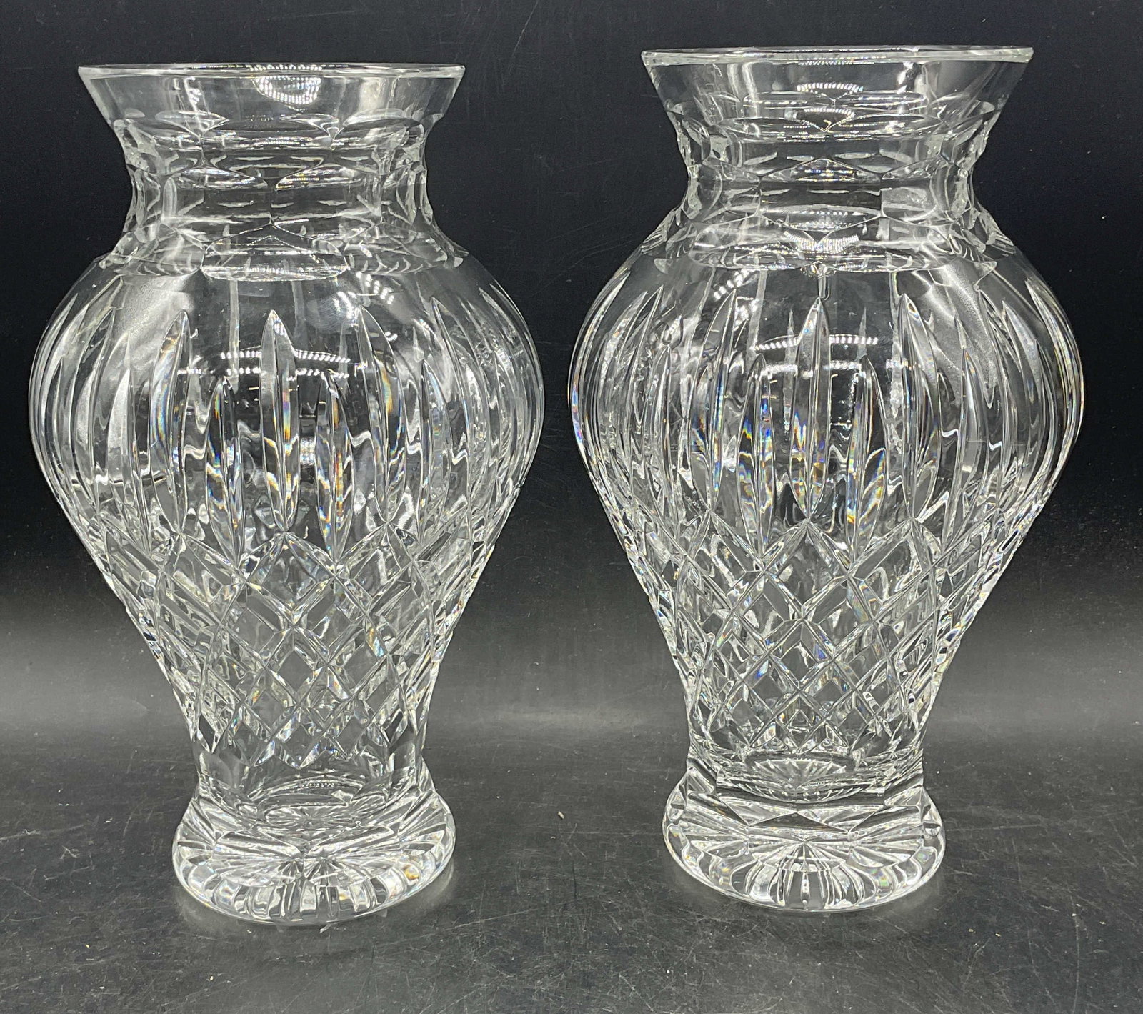 Pair Hand Blown Cut Crystal Vases (1 of 6)